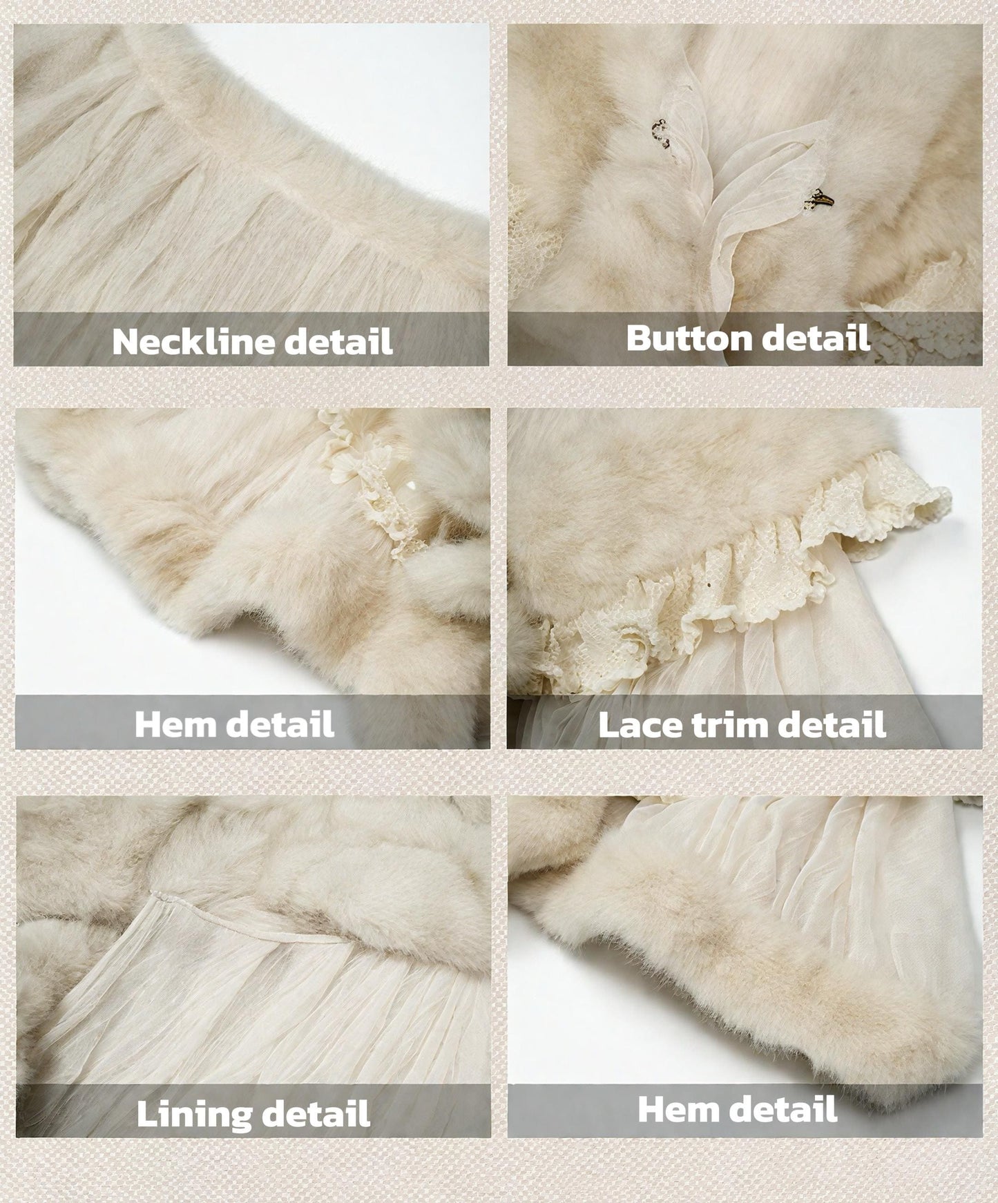 beige vintage faux fur cape elegant romantic cover up