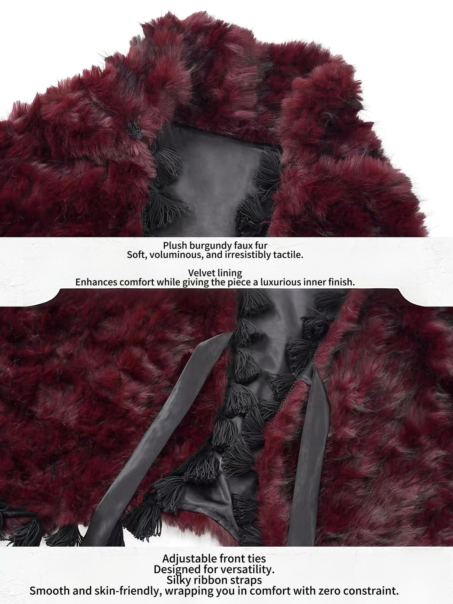 Crimson Duchess Faux Fur Shawl | Gothic Holiday Outwear, Vintage Red Wrap Coat for Christmas Party, Winter Ball & New Year Gala