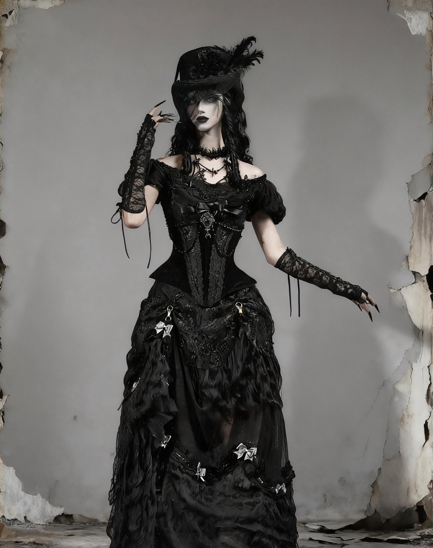 gothic corset dress front view lace corset gothic fashion look