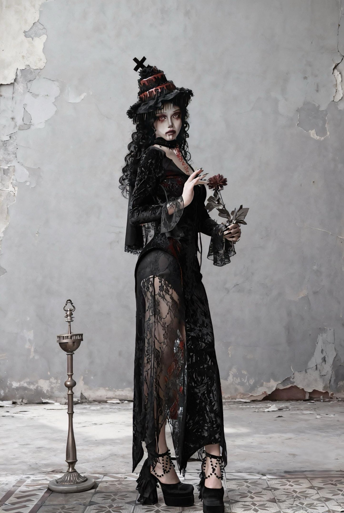 Scarlet Witch Gothic Mermaid Dress – Red Velvet Lace Vampire Gown, Dark Romance Corset Maxi Dress, Holiday Masquerade Outfit, Gift for her