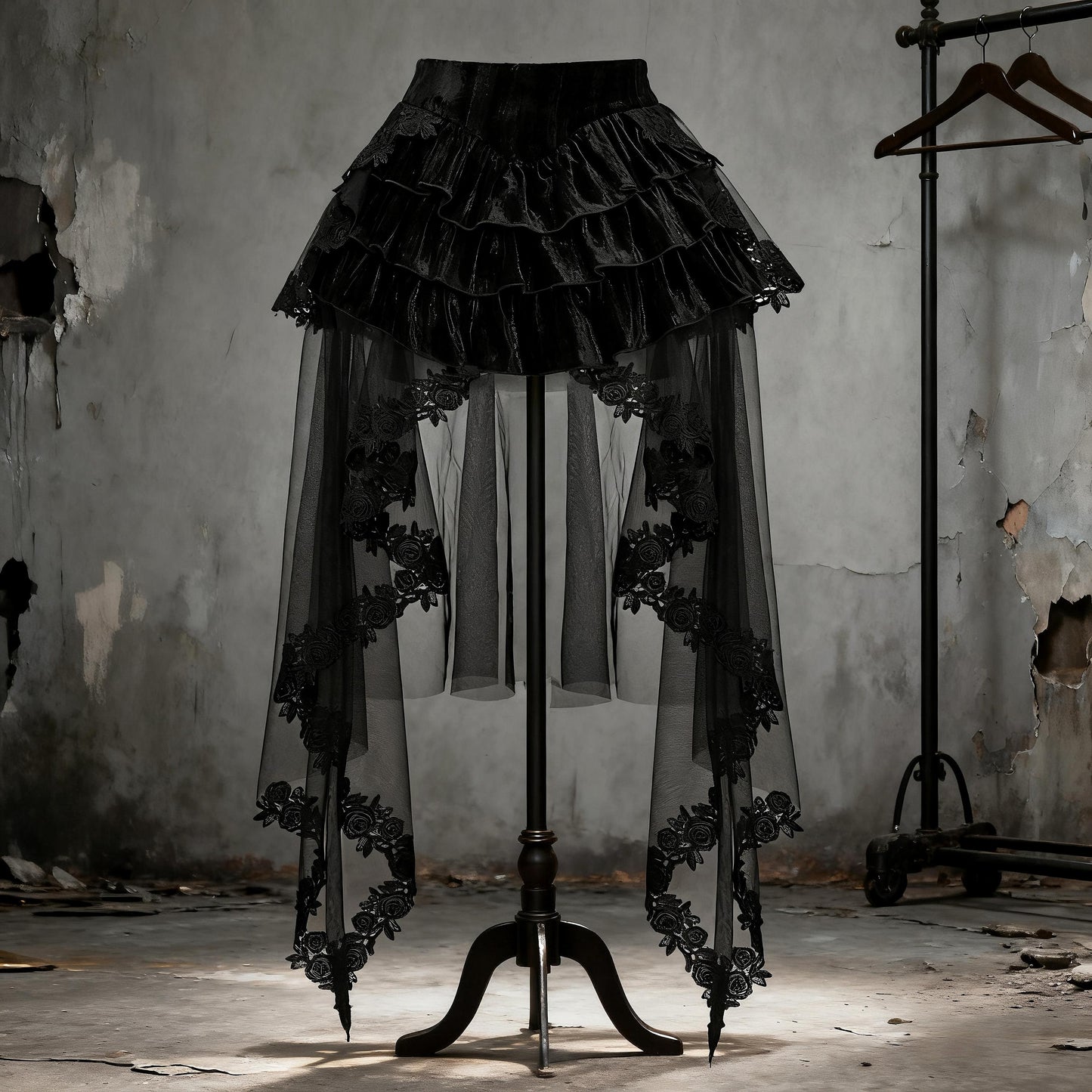vampire corset dress model gothic indoor scene dark romantic styling
