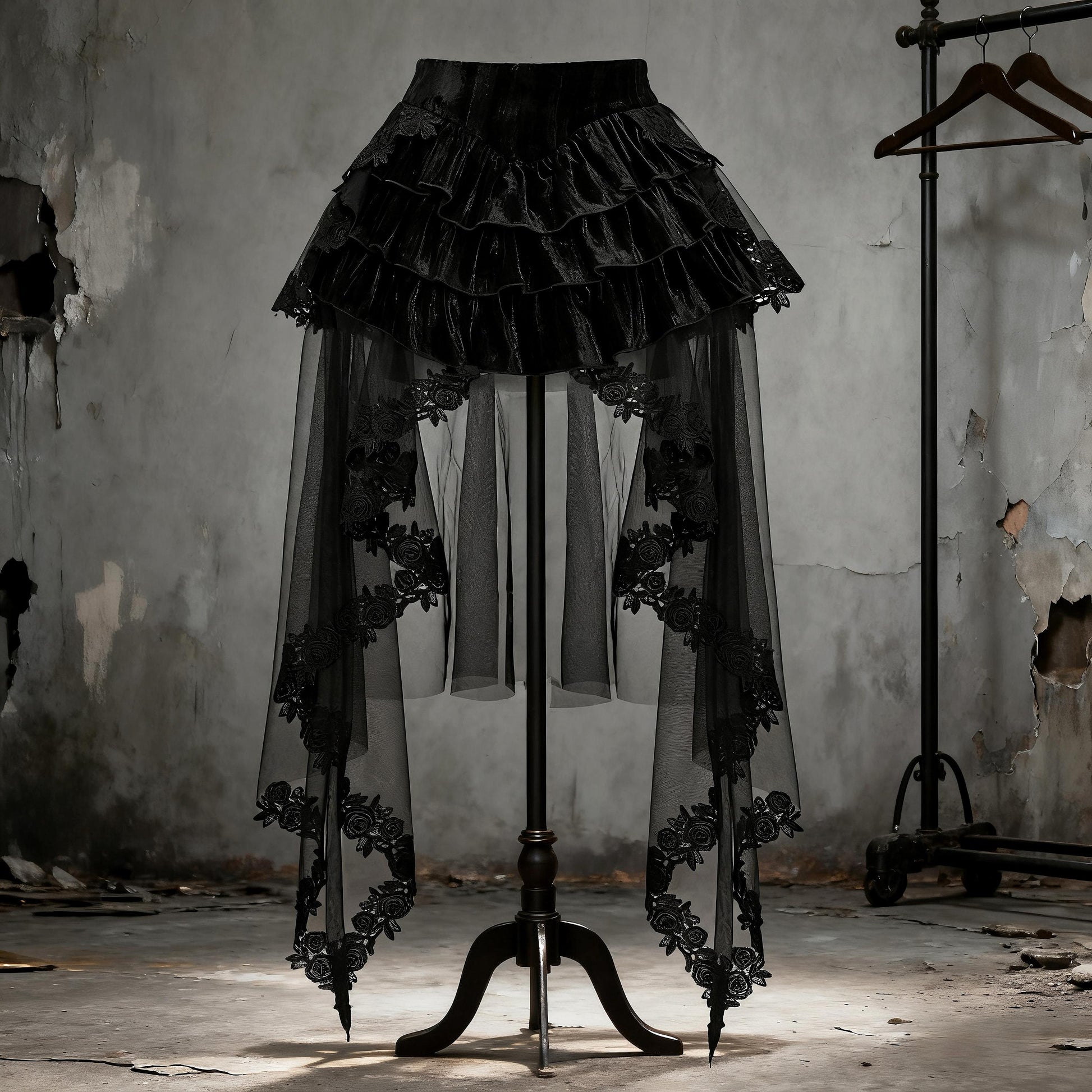 vampire corset dress model gothic indoor scene dark romantic styling