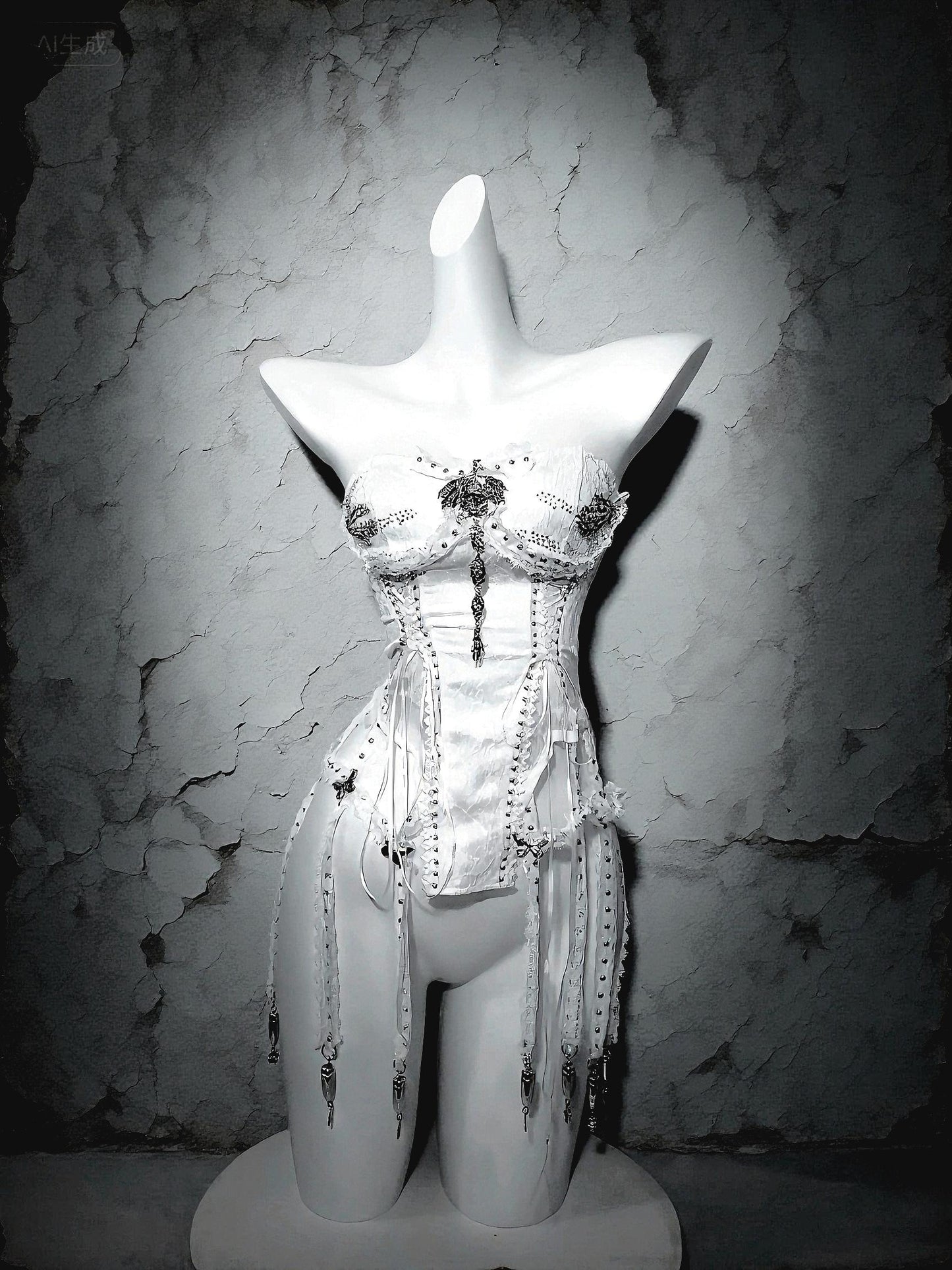 gothic bridal corset white lace full body dark angel outfit
