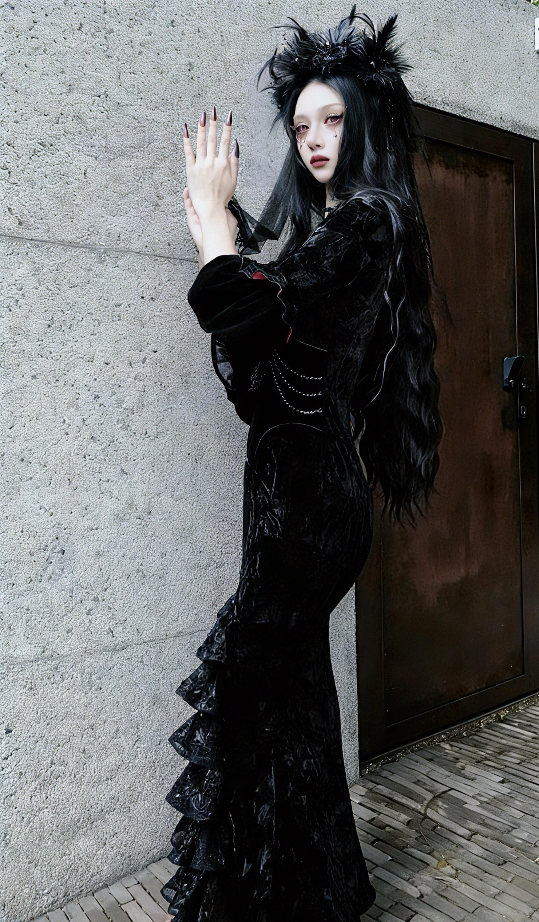 red gothic velvet dress victorian gothic fashion
