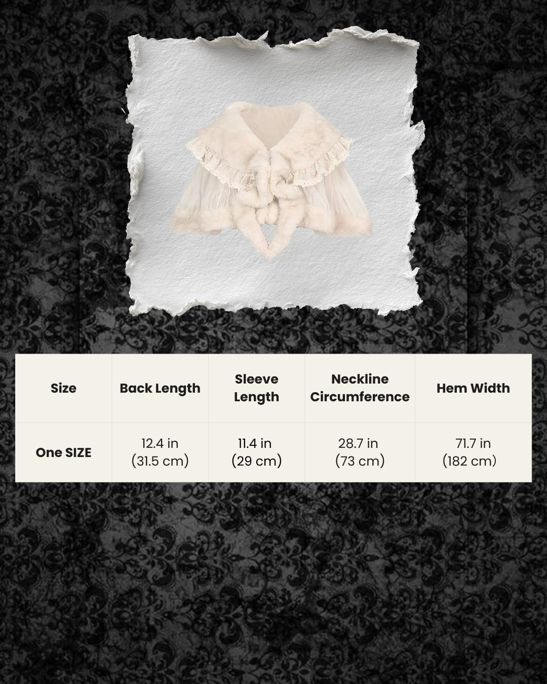 vintage faux fur cape size chart victorian shawl measurements