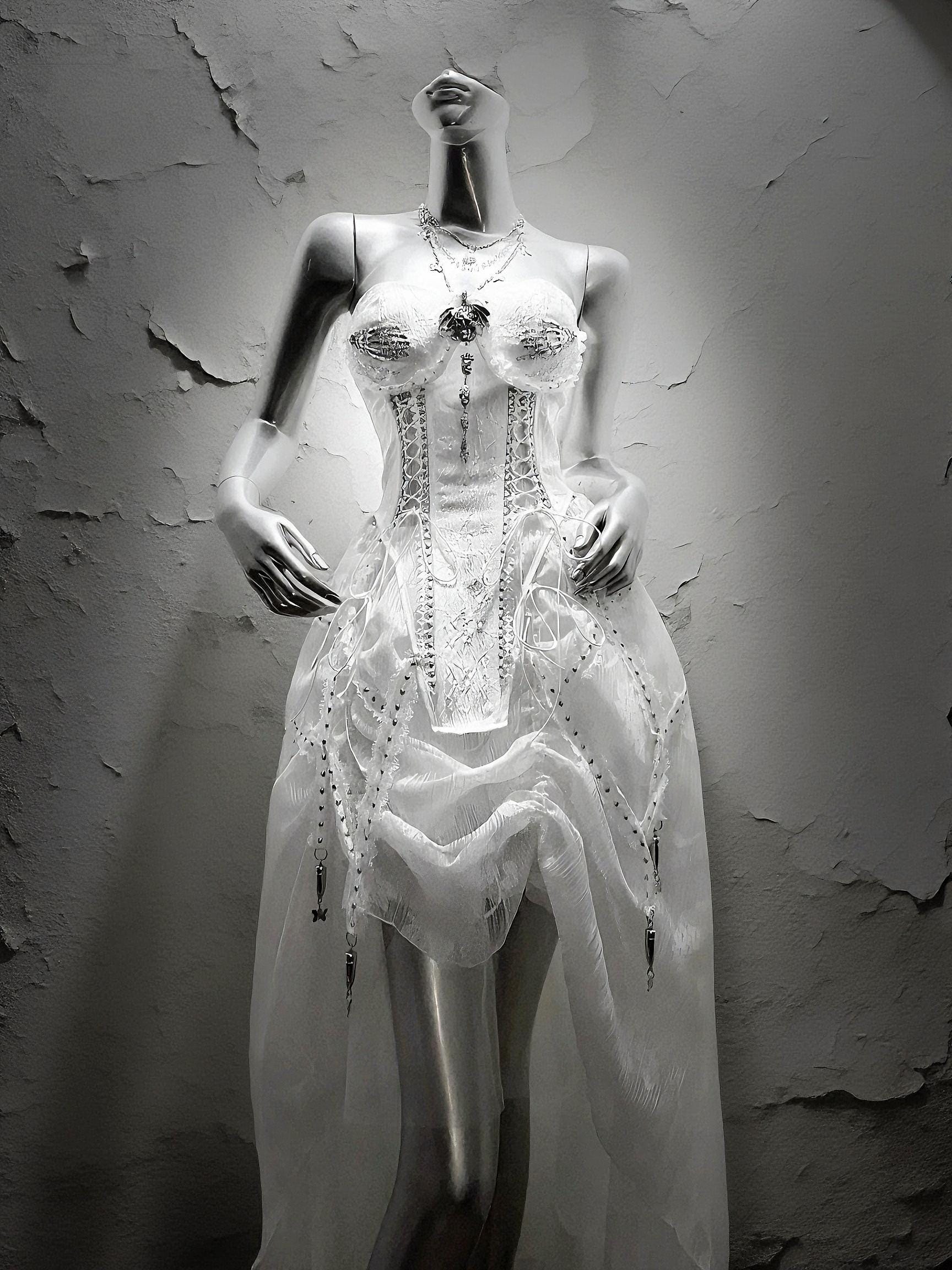 gothic bridal corset white corset full outfit dark angel bridal look
