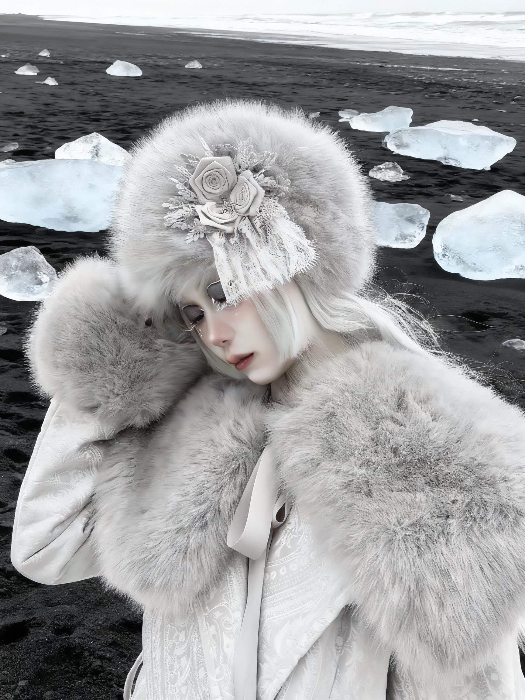 Gothic faux fur winter hat women winter gothic fashion