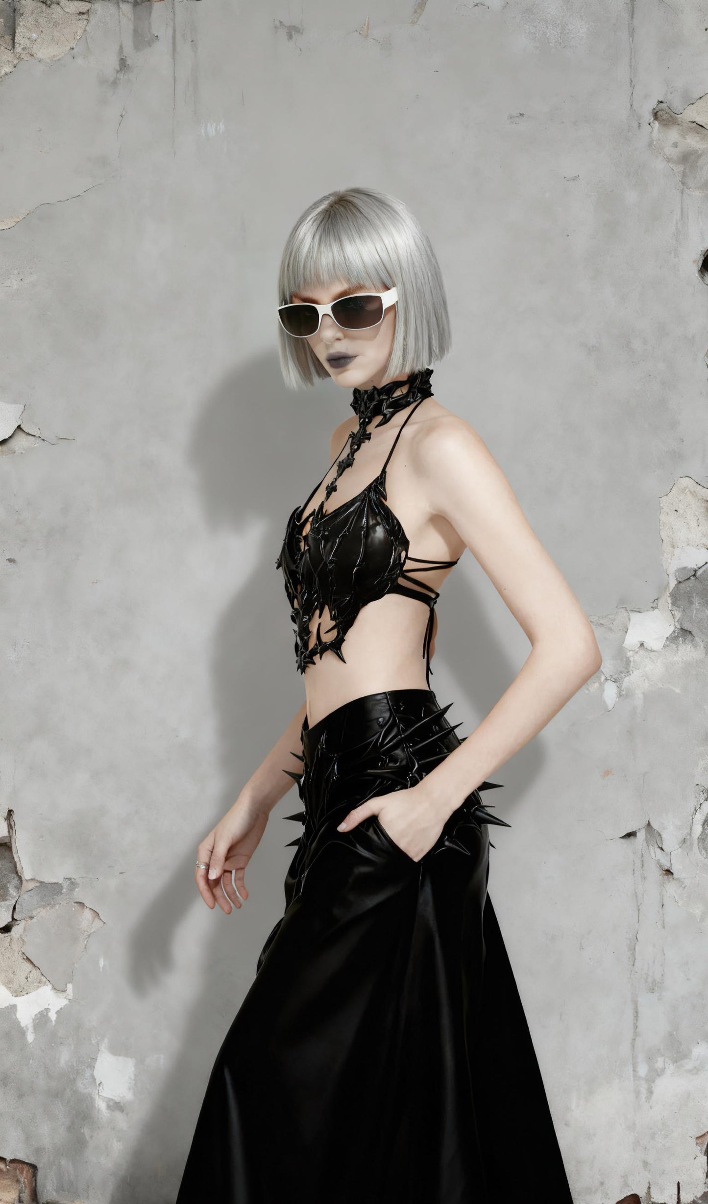 gothic spine corset side view sculptural spine silhouette