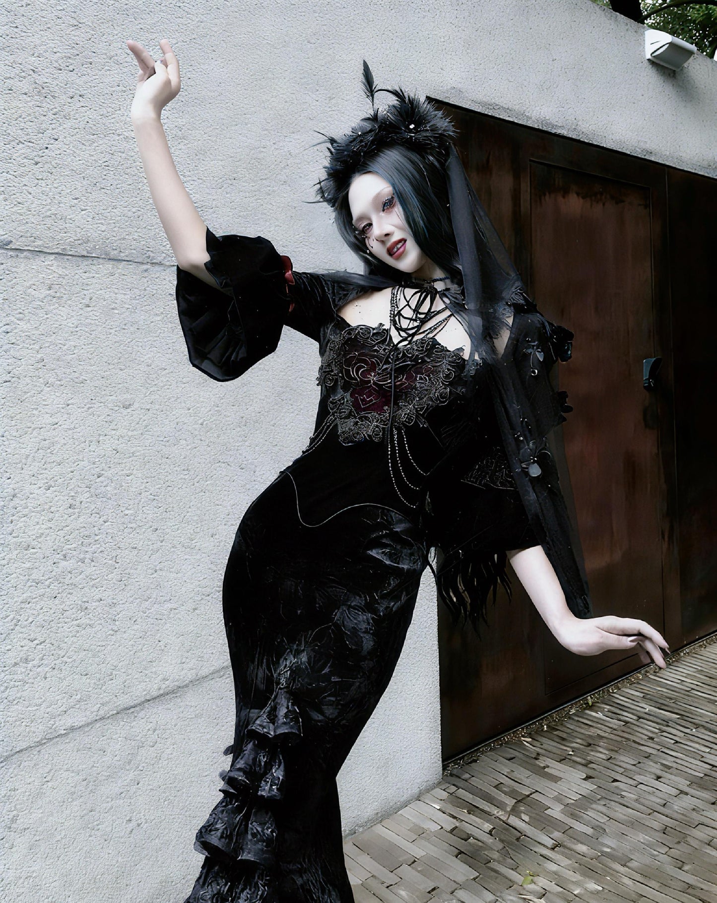 red gothic velvet dress baroque gothic gown