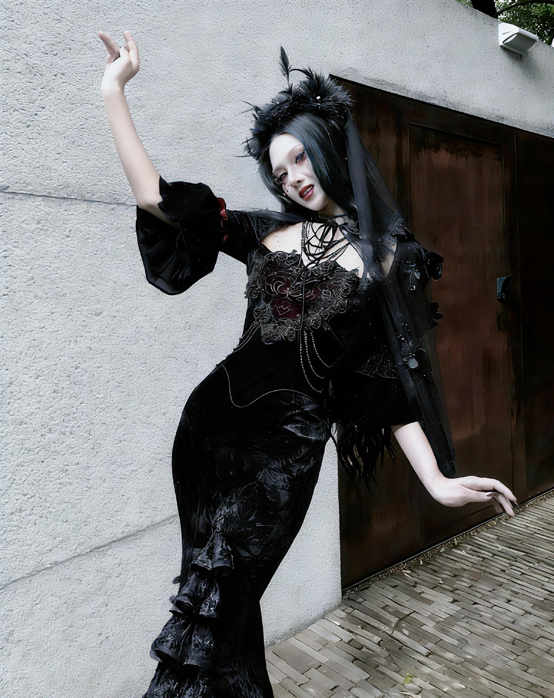 red gothic velvet dress baroque gothic gown