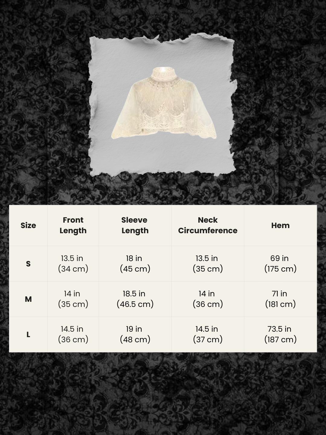 Victorian Lace Cape Top with Pearl Necklace, Sheer Gothic Lace Blouse, Antique Style Beaded Necklace, Romantic Gothic Layering Piece