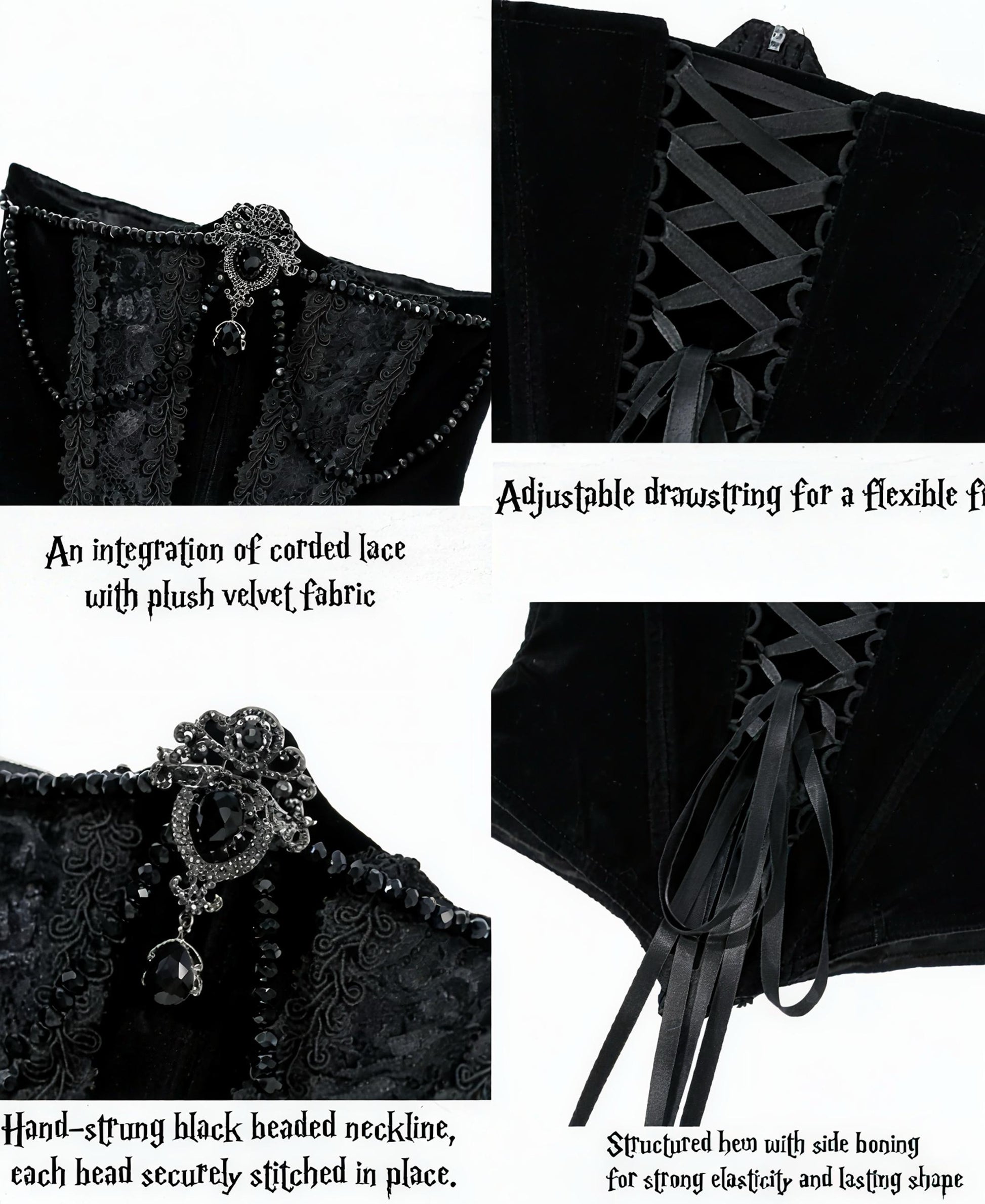 gothic corset dress fabric detail lace satin texture collage
