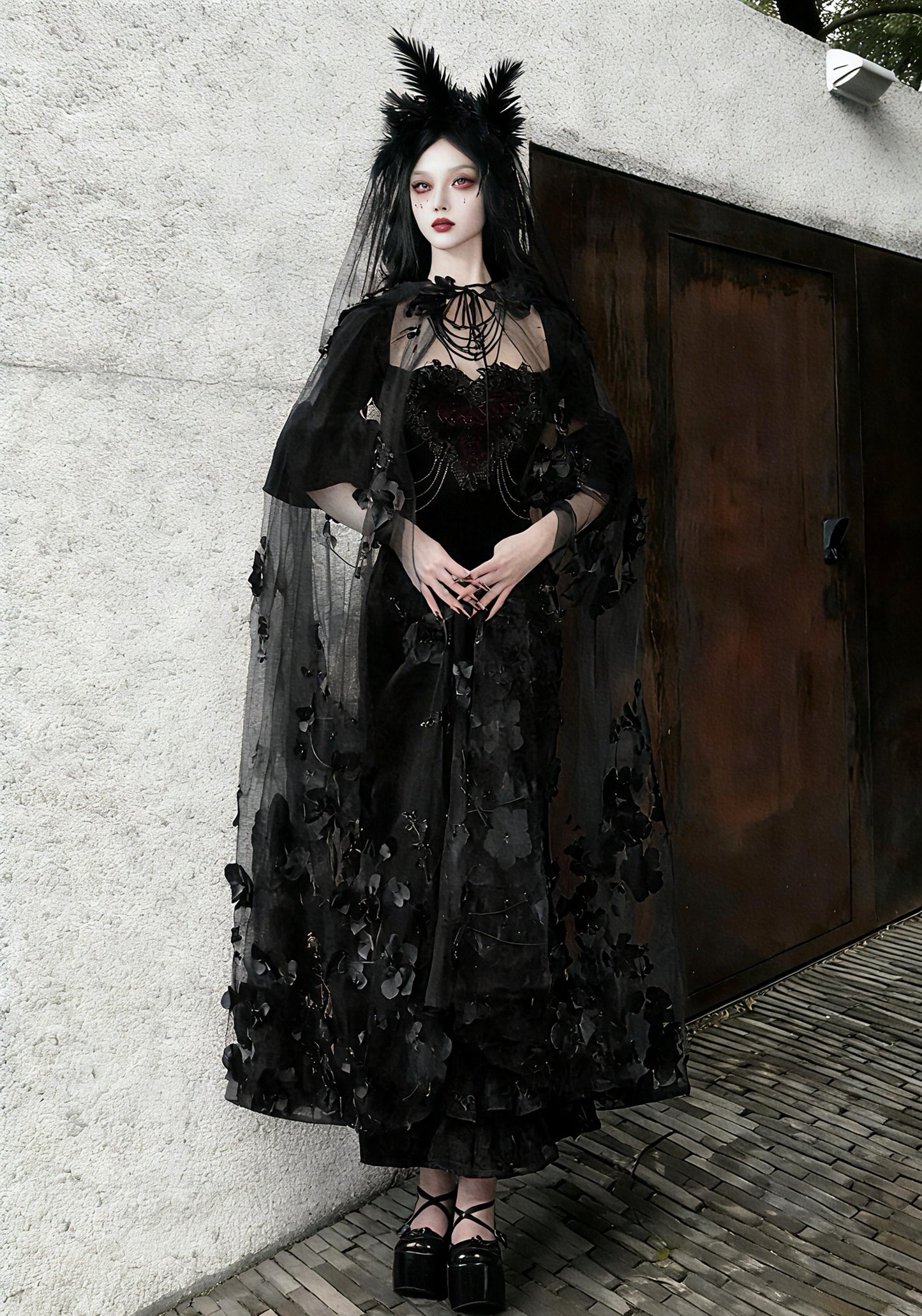 red gothic velvet dress black velvet baroque gown