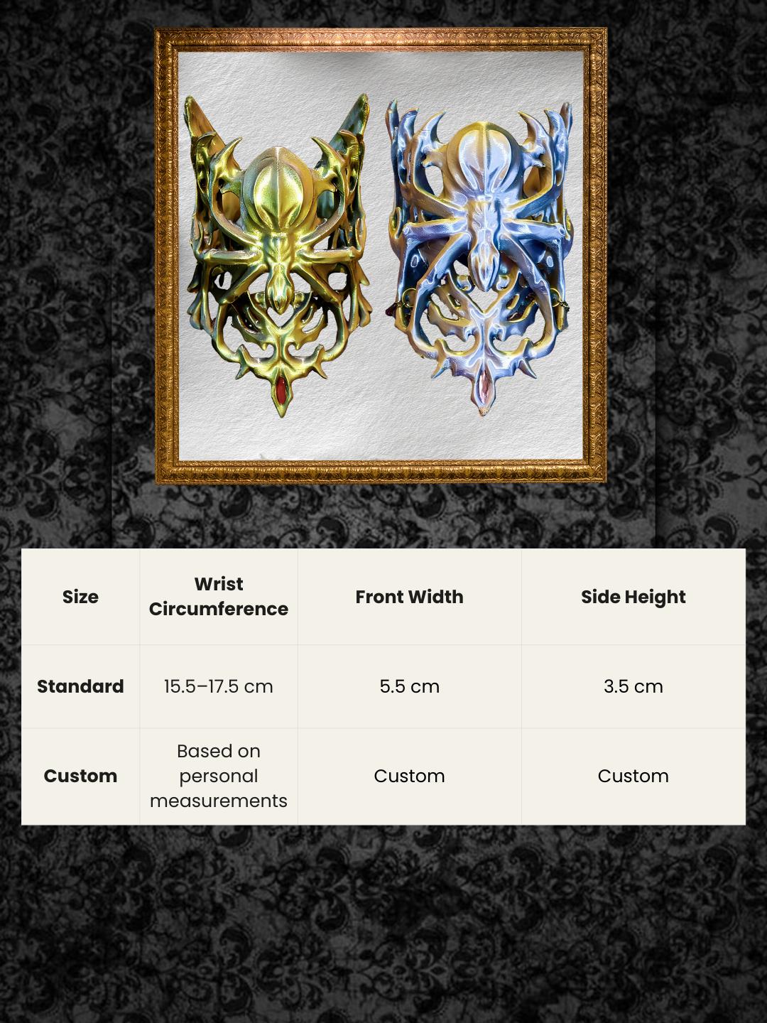 3D Printed Spider Hand Cuff Bracelet, Gothic Fantasy Hand Armor Jewelry, Avant Garde Dark Aesthetic Accessory, Gift for Goth