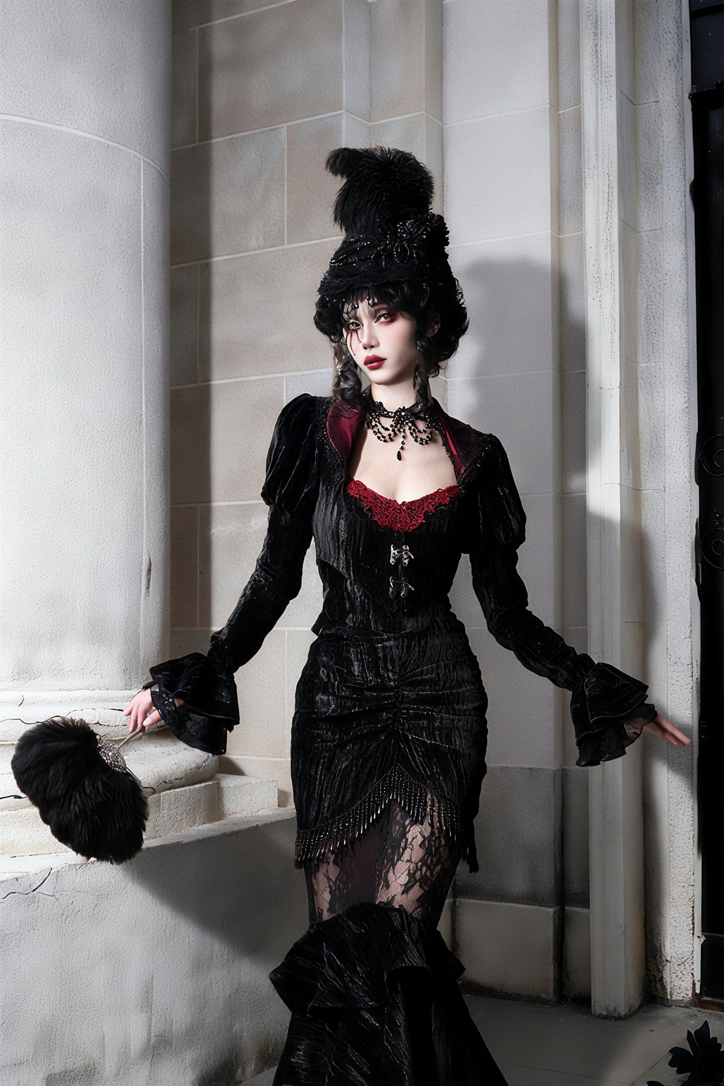gothic velvet outfit elegant full look gothic evening styling