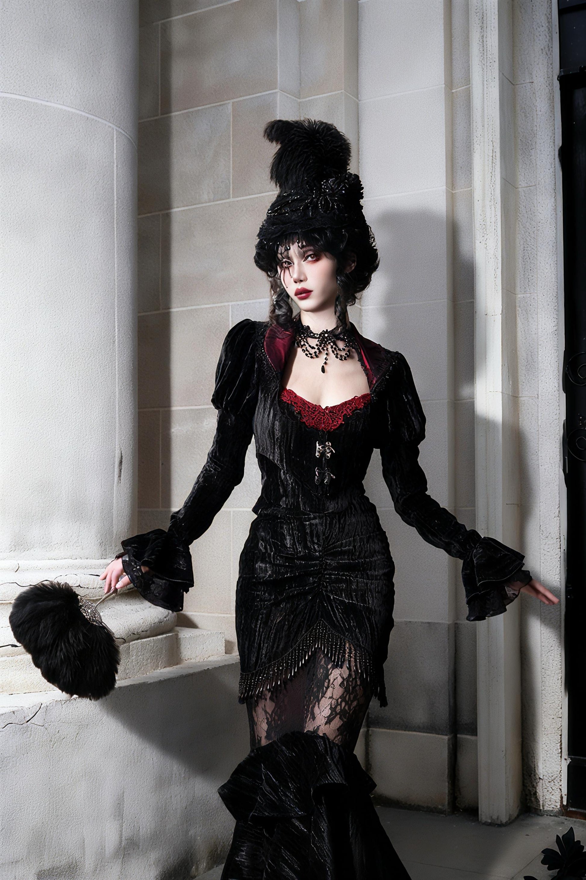 gothic velvet outfit elegant full look gothic evening styling