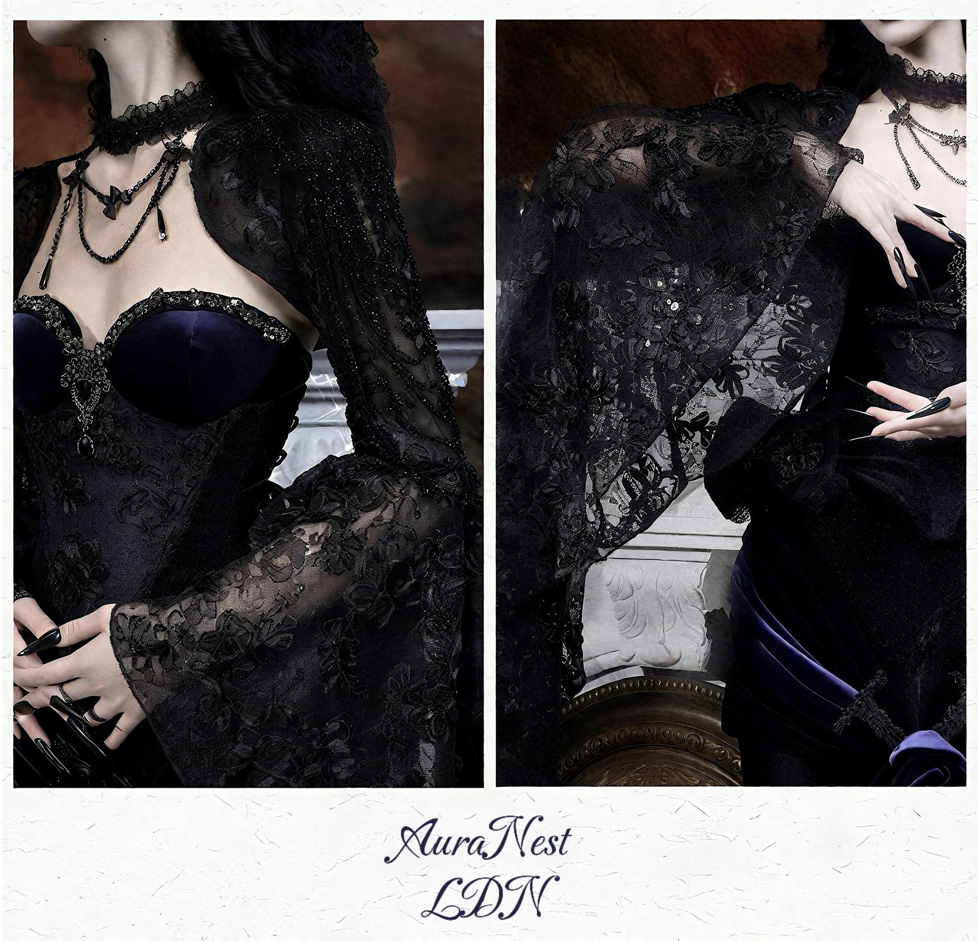 Gothic lace bolero bell sleeve detail lace