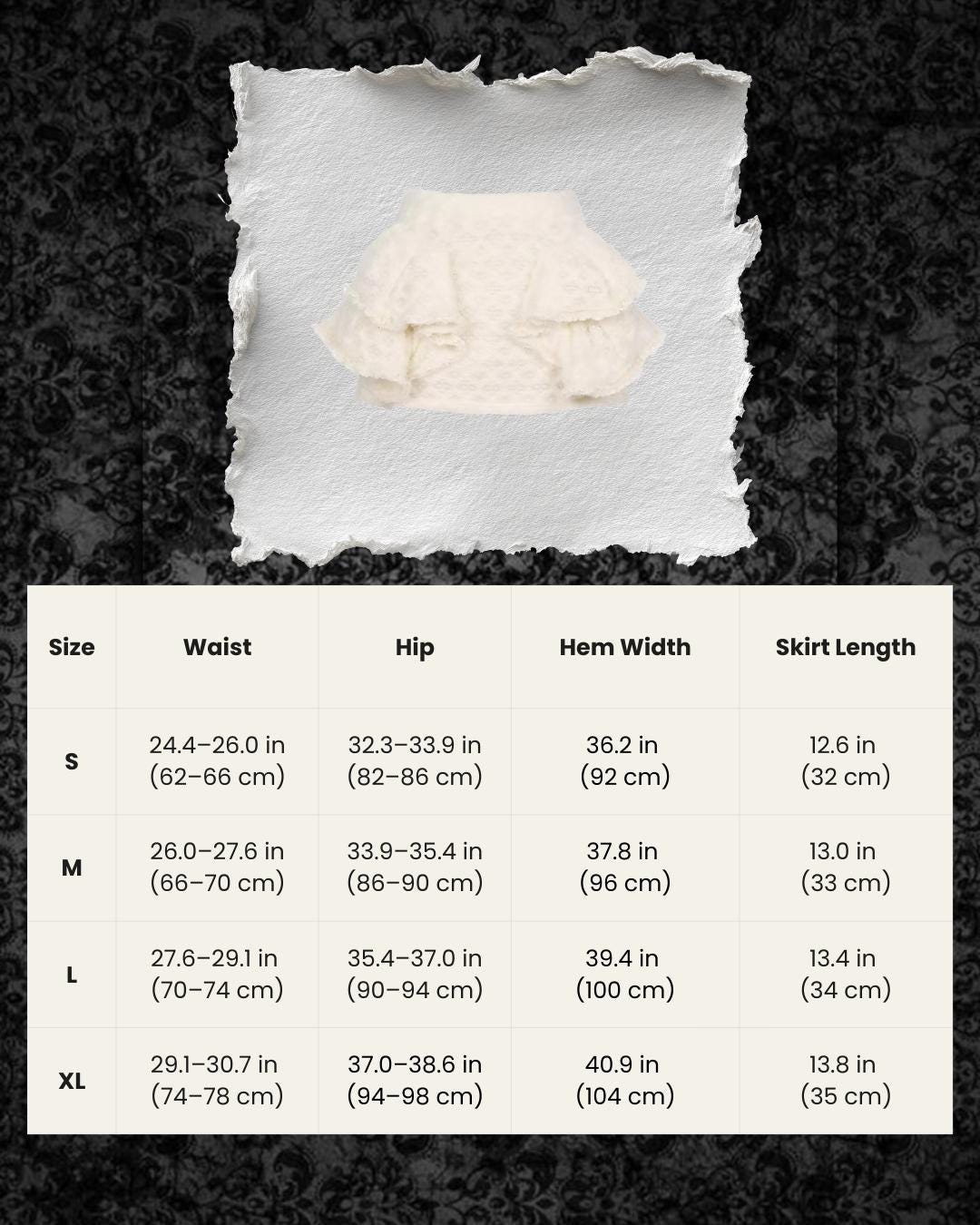balletcore lace dress size chart measurements