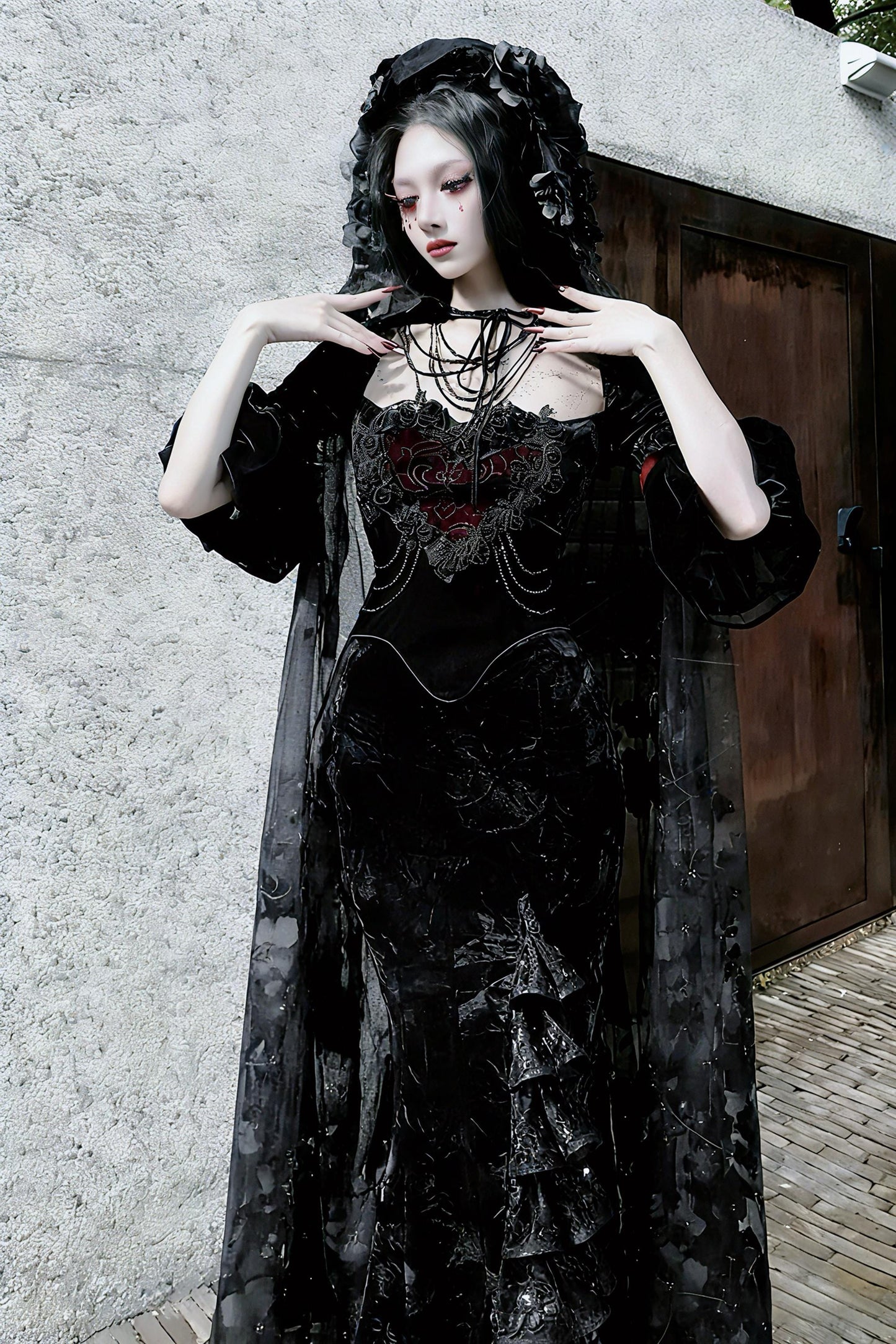 red gothic velvet dress black velvet gothic gown
