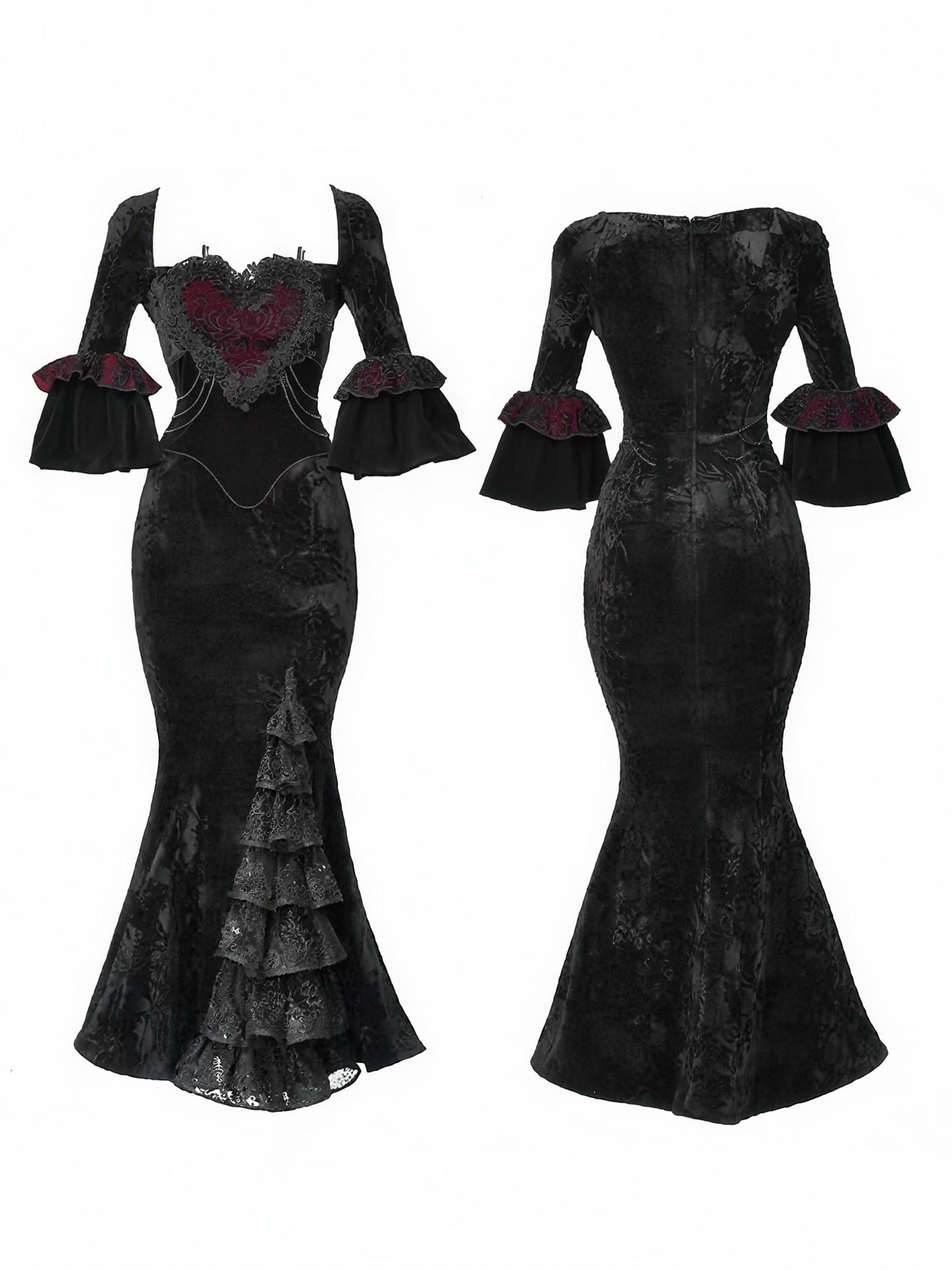 red gothic velvet dress baroque gothic evening gown