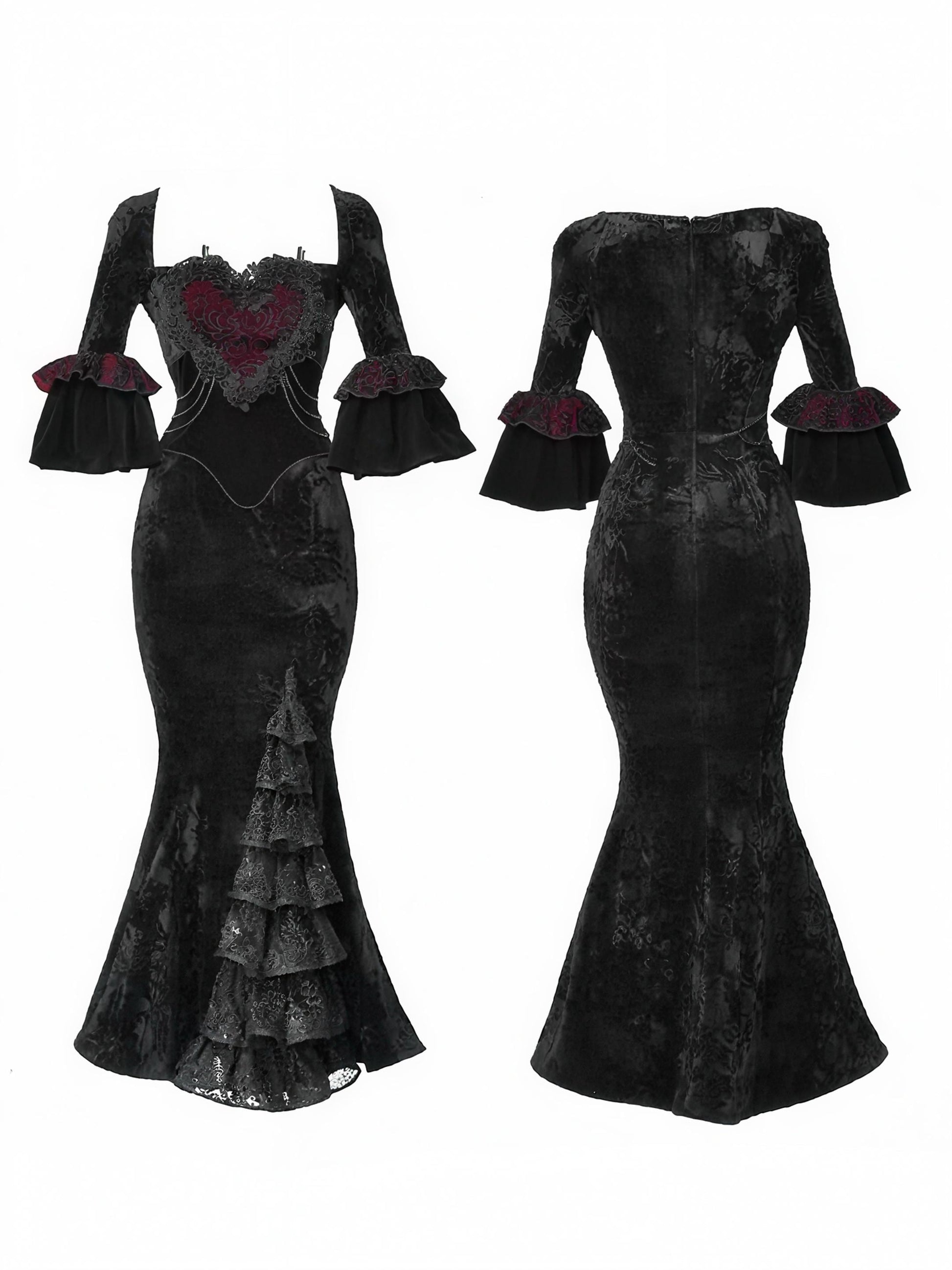 red gothic velvet dress baroque gothic evening gown