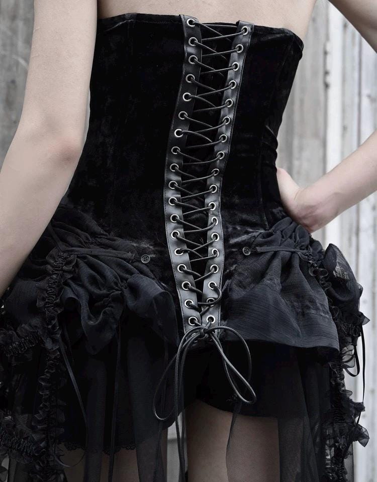 gothic corset set dark angel burlesque outfit