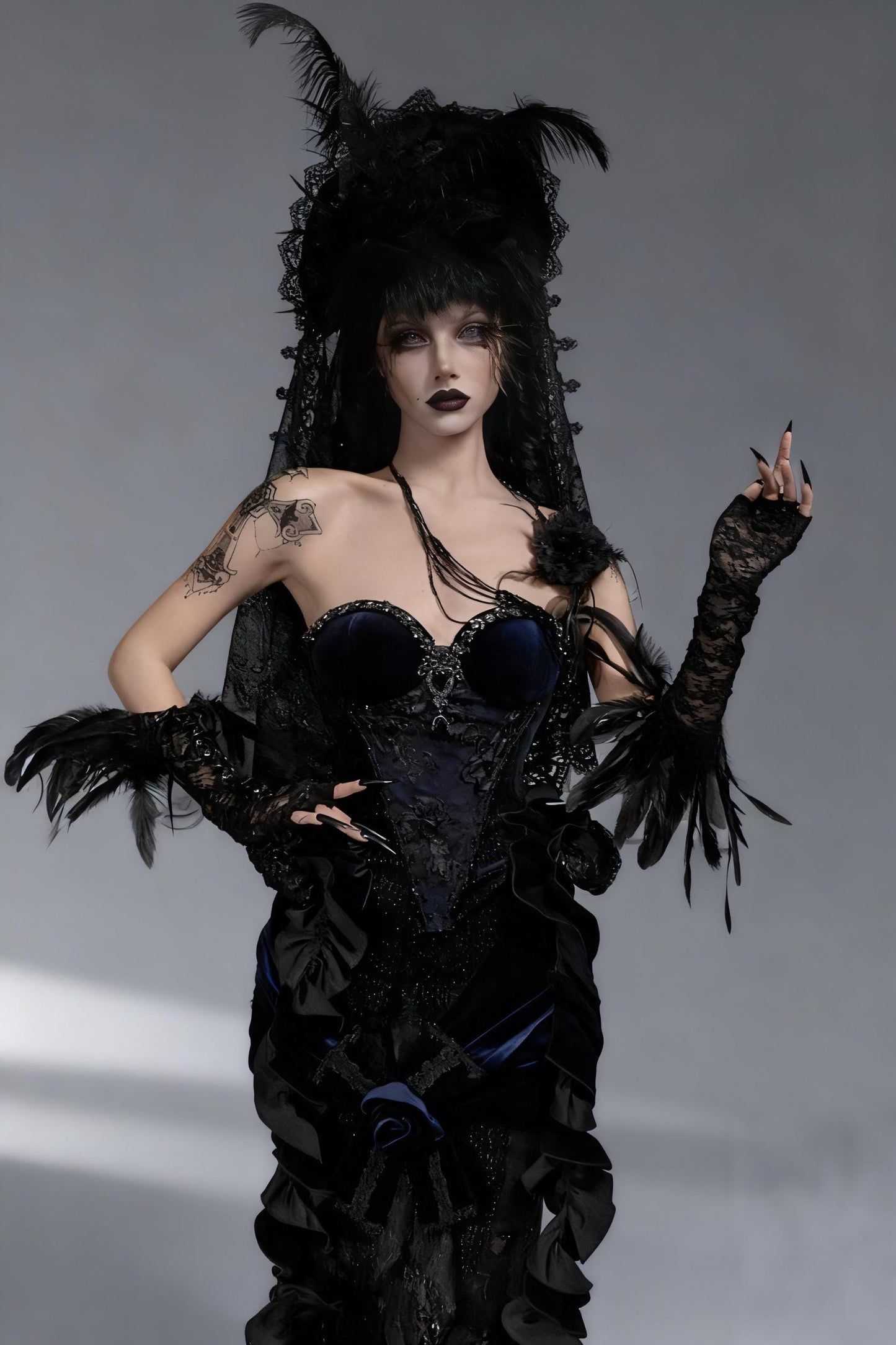 purple gothic corset dress back view lace up corset structure
