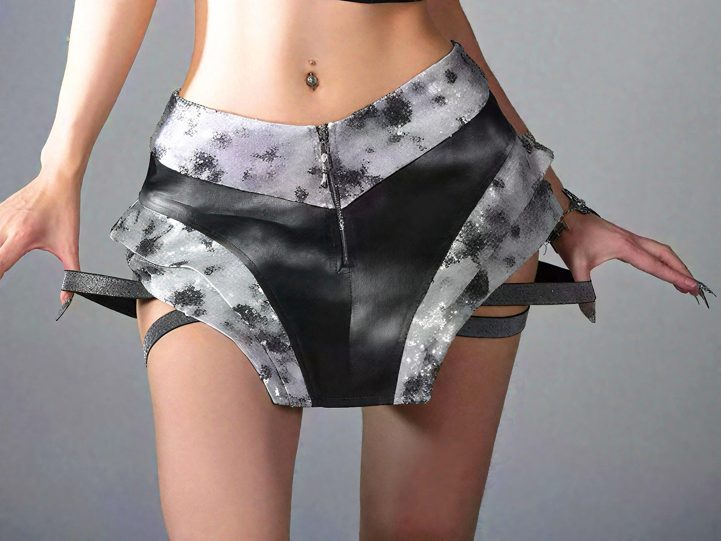 Gothic Warrior Rave Outfit Set, Apocalypse Techno Top Shorts & Leg Warmers, Dark Futuristic Rave Costume, Gift for Goth, Cyber Punk