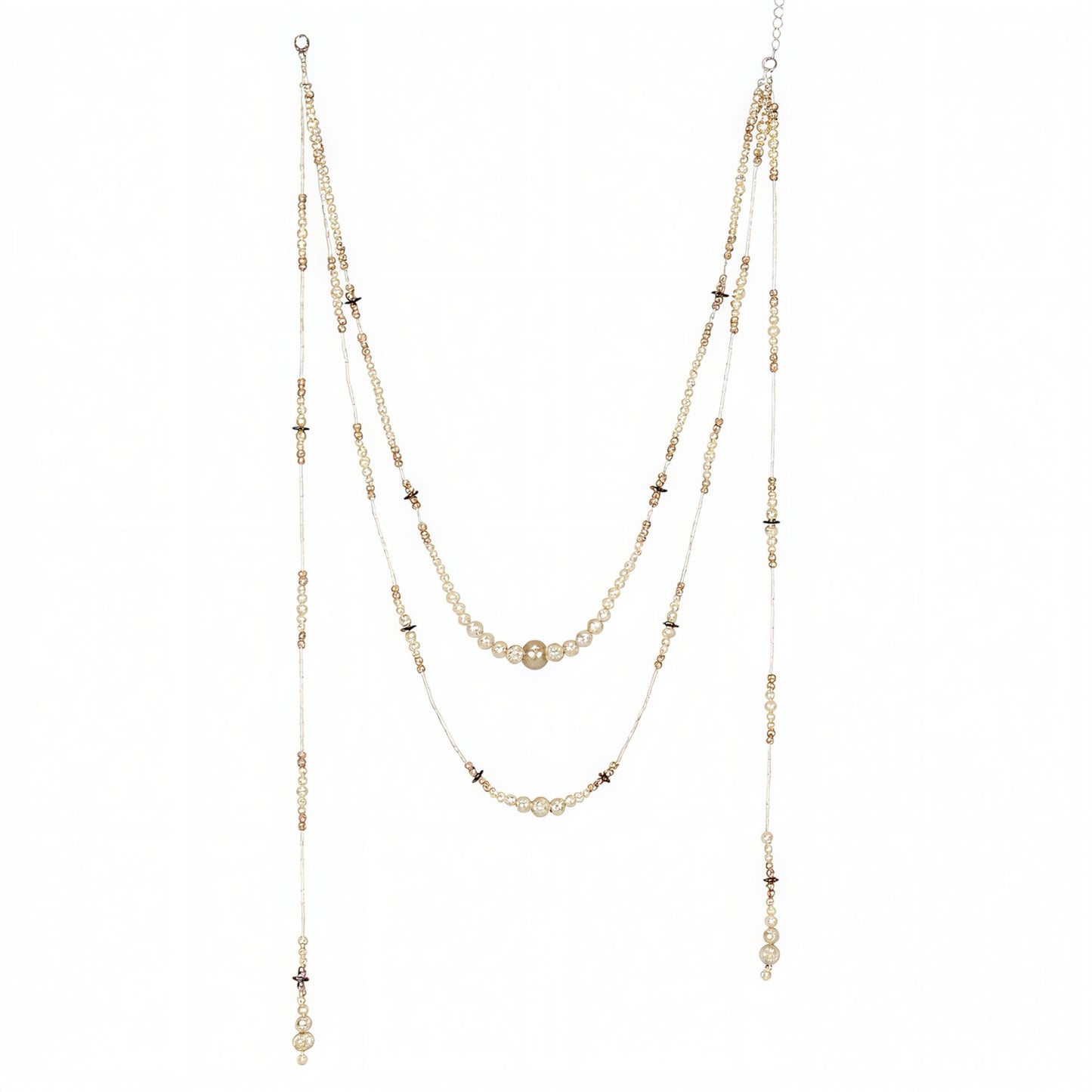 Victorian Lace Cape Top with Pearl Necklace, Sheer Gothic Lace Blouse, Antique Style Beaded Necklace, Romantic Gothic Layering Piece