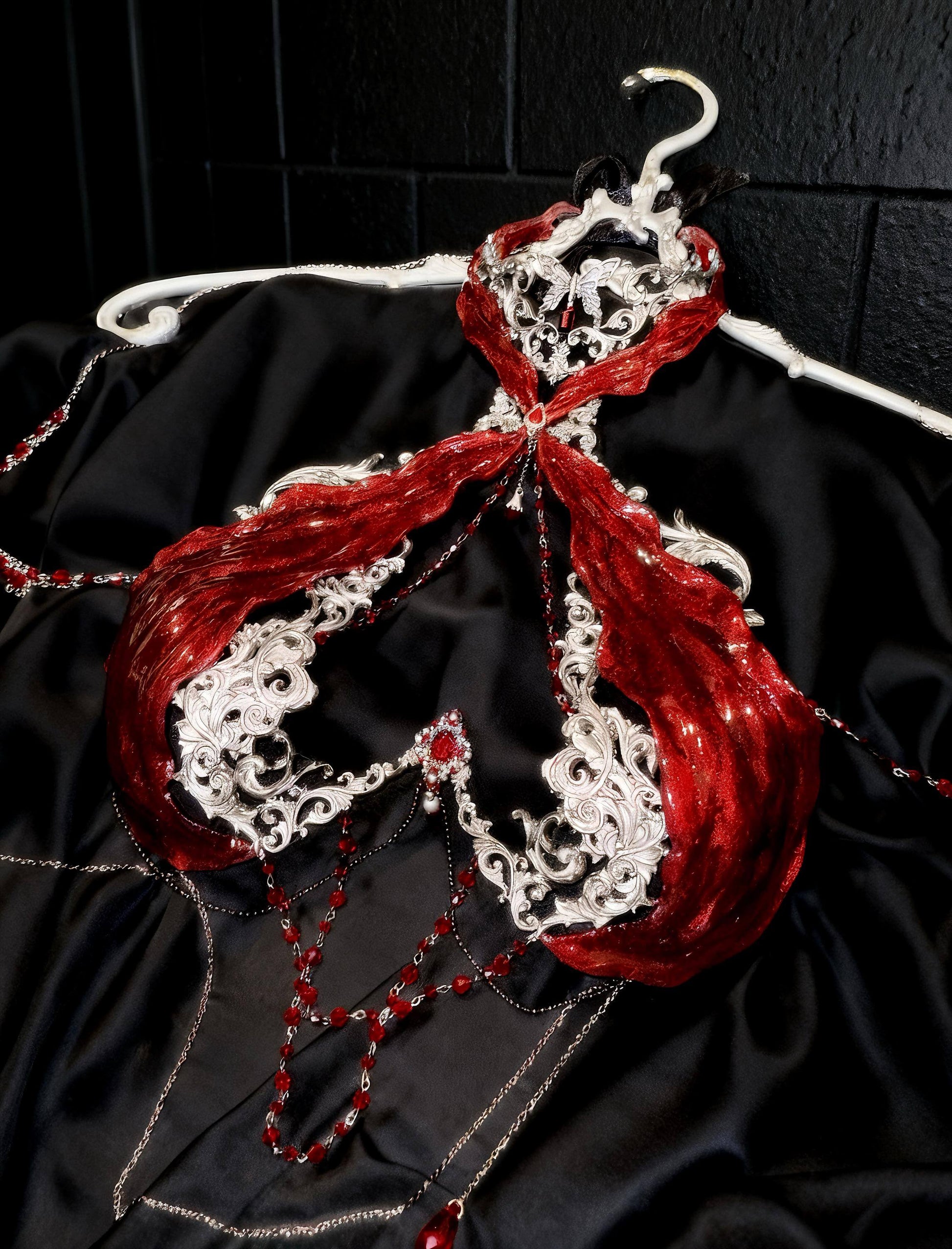 Gothic rave corset top red festival armor bustier
