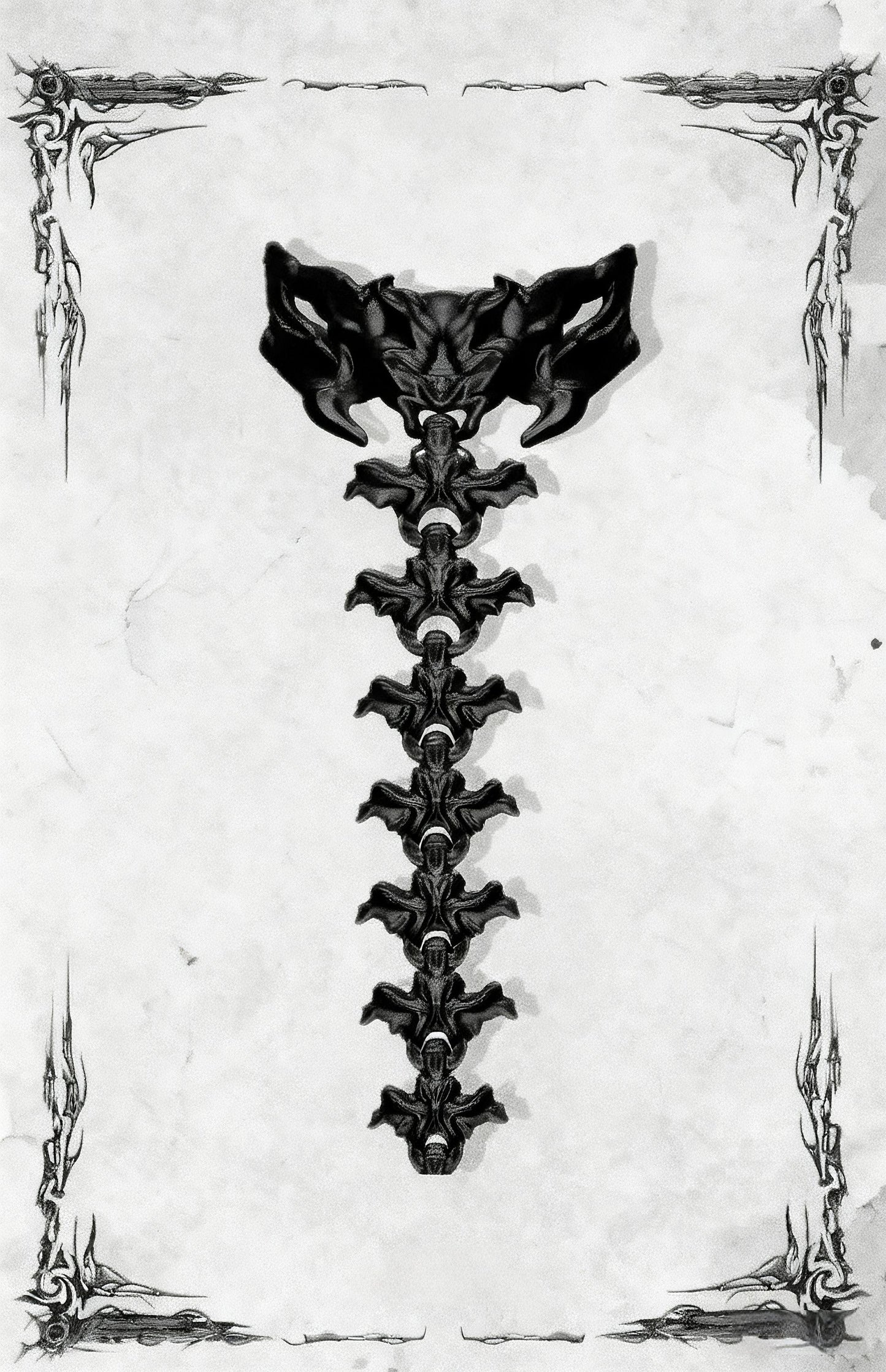 gothic spine corset back view spine structure 3d printed armor detail