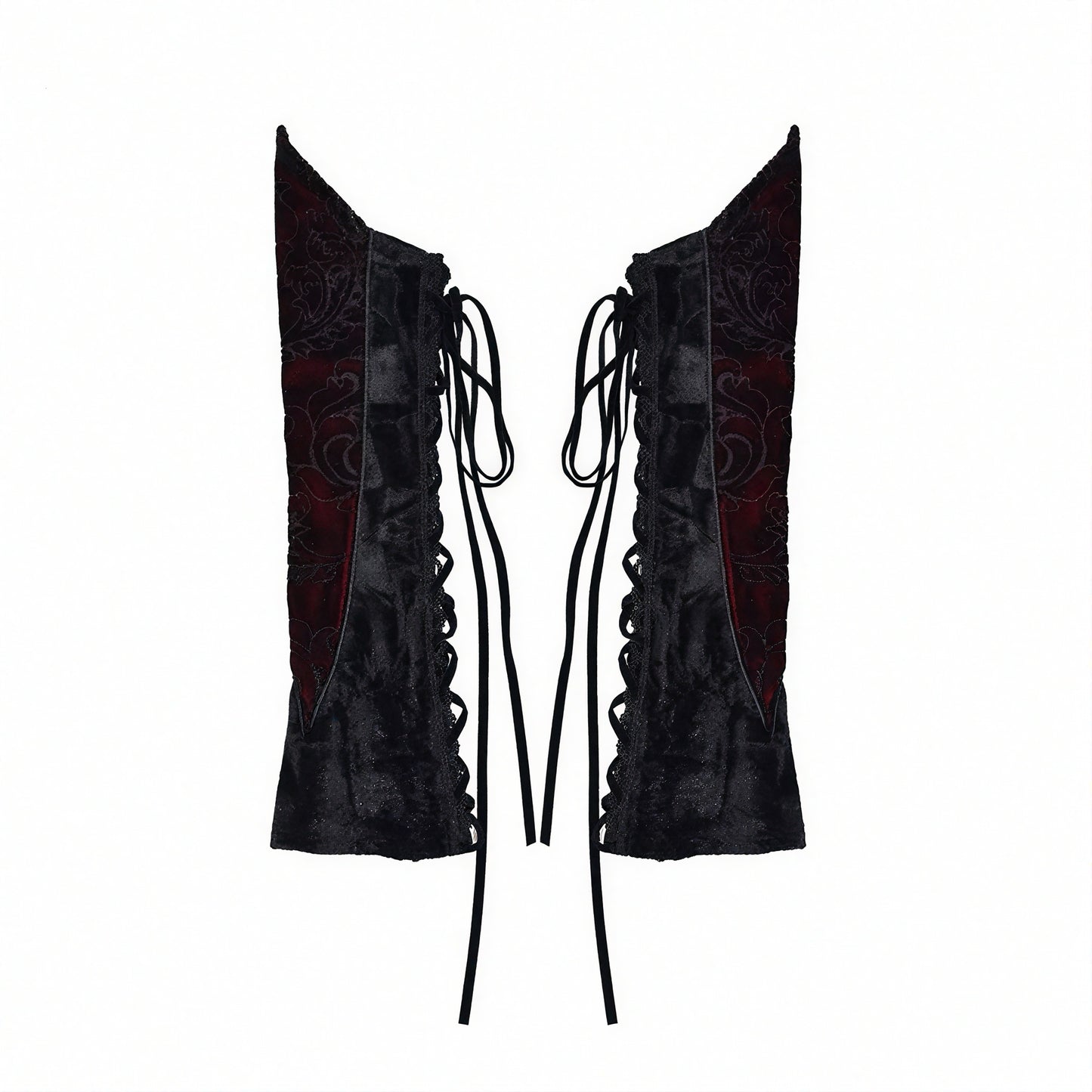 Scarlet Witch Gothic Mermaid Dress | Black Velvet Corset Gown, Dark Red Lace Evening Dress, Holiday Vampire Ball Outfit