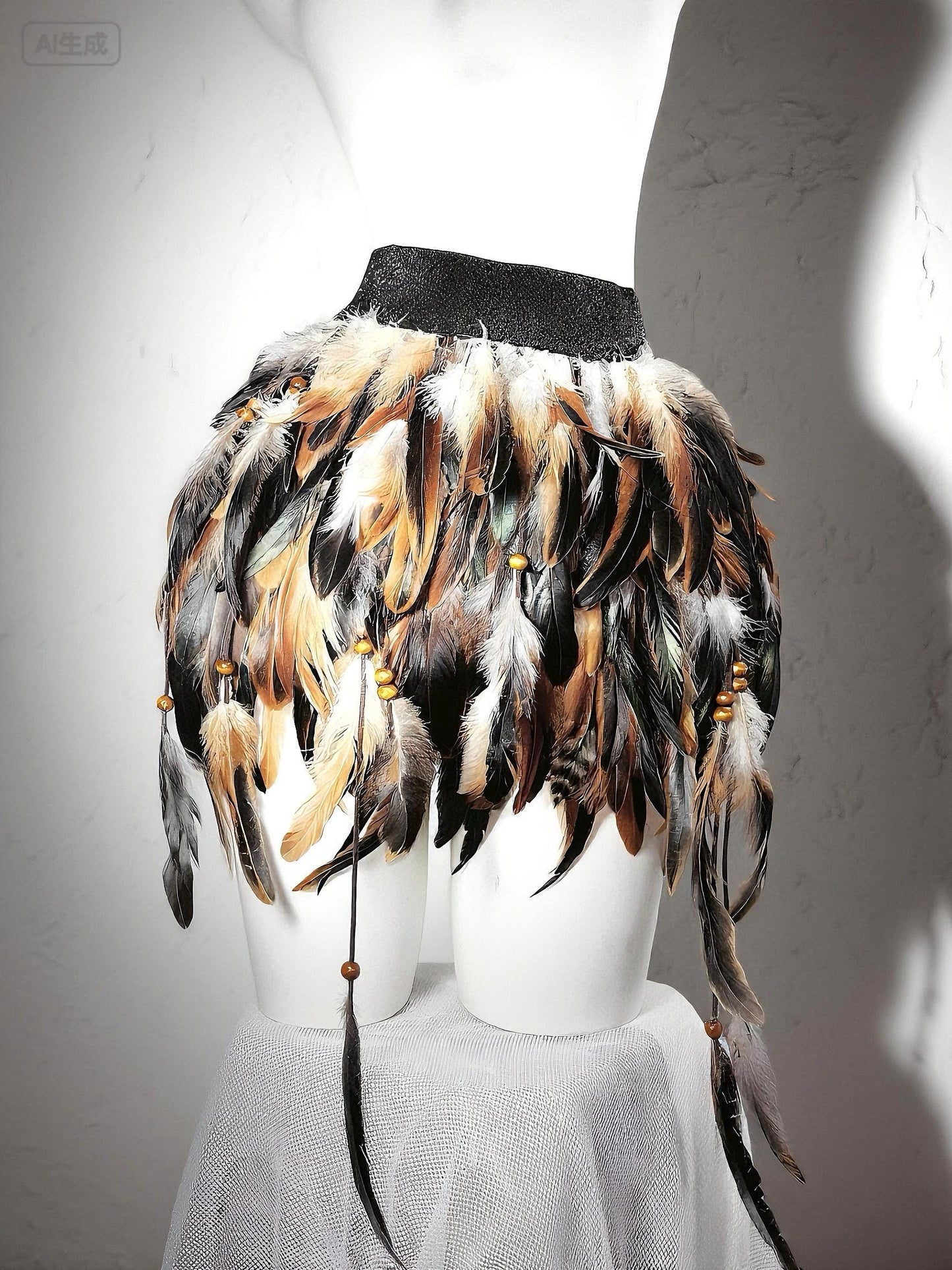 Wild Huntress Feather Costume, Denim & Feathers Ritual Costume, Earth Spirit Feather Corset and Skirts, Warrior Feather, Burningman Outfit
