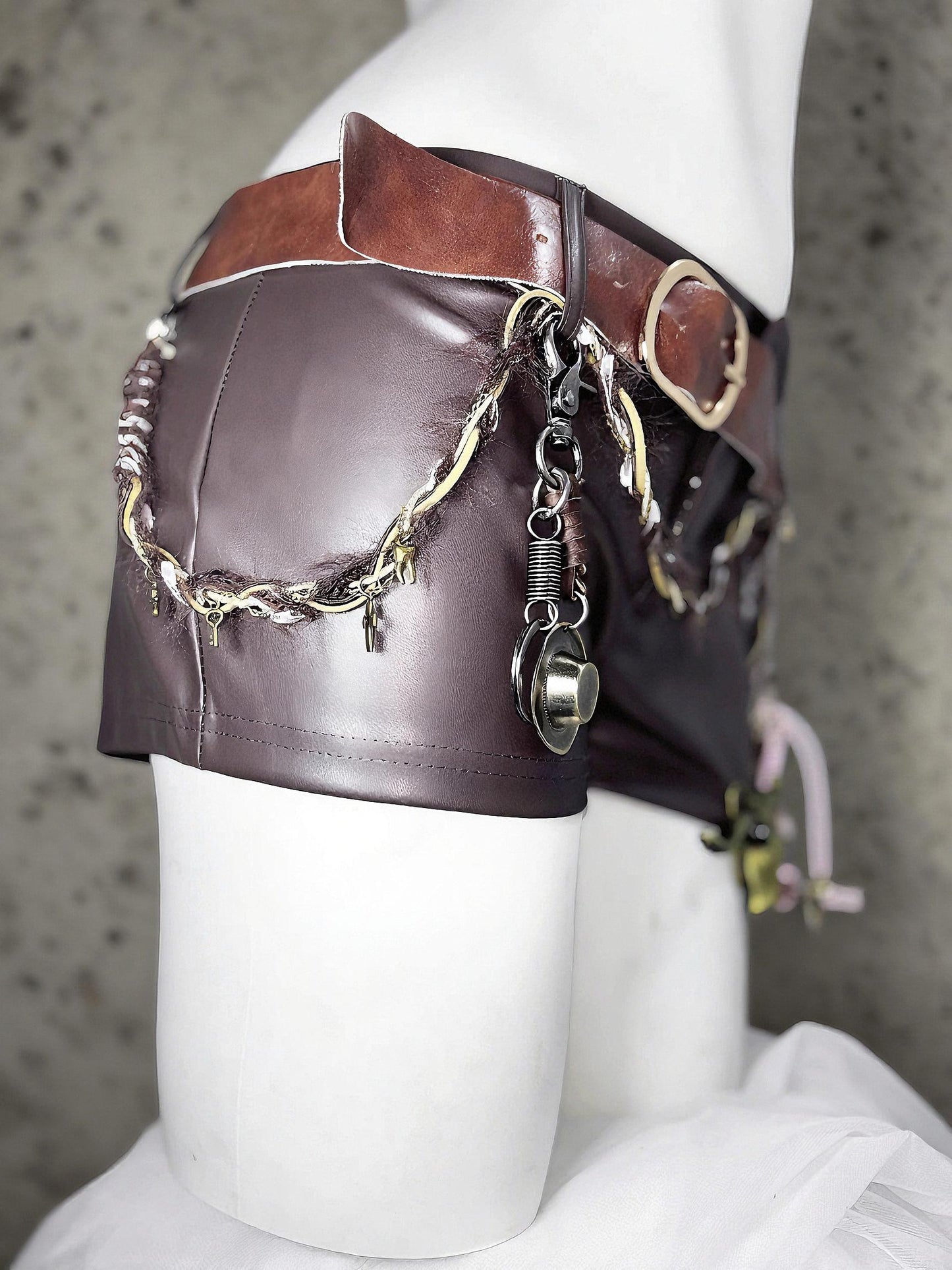 Chain Warden Gothic Pirate Costume: Vegan Leather Corset & Steampunk Shorts, Rave Outfit