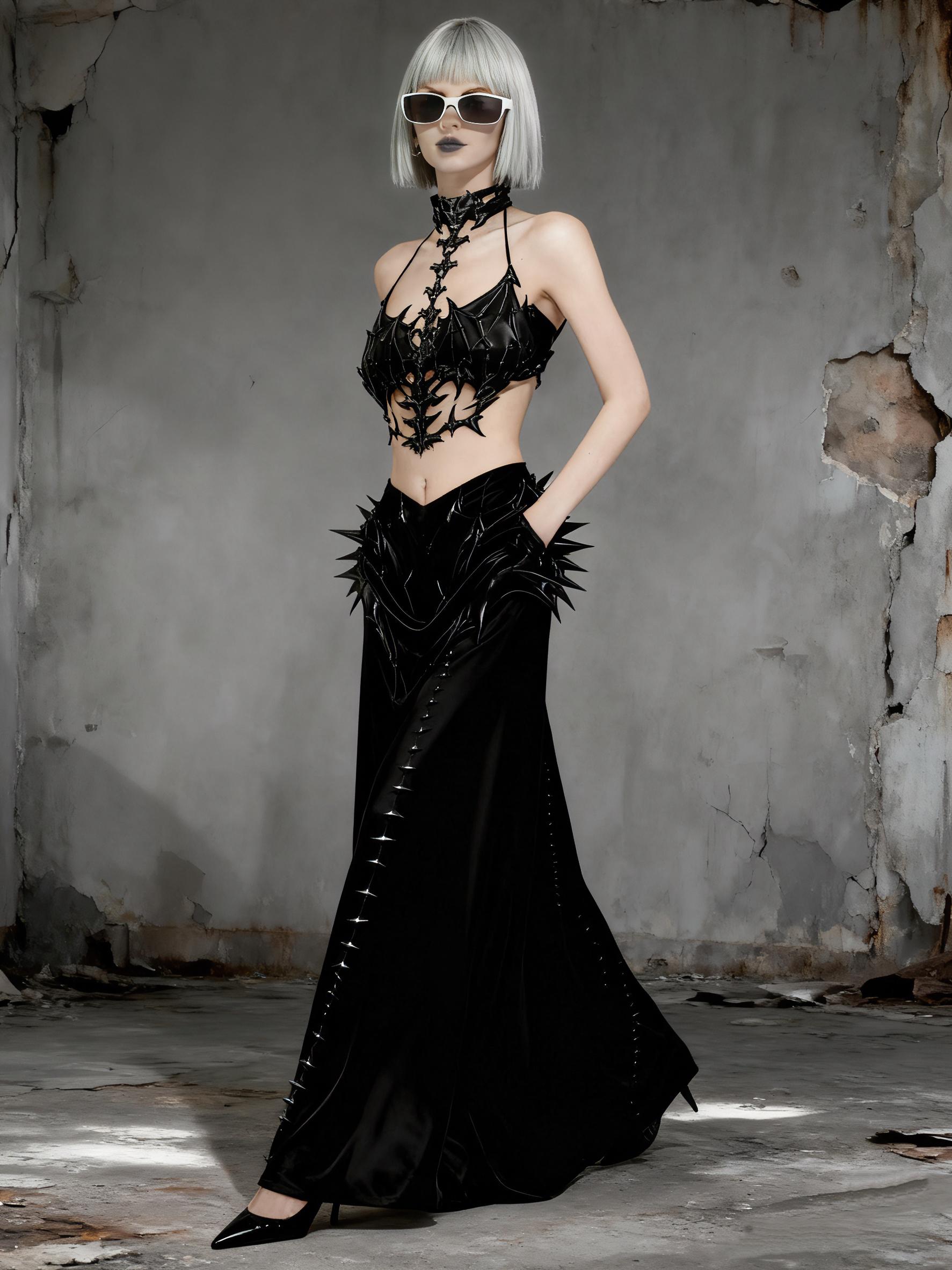 gothic spine corset full outfit dark fantasy long dress styling