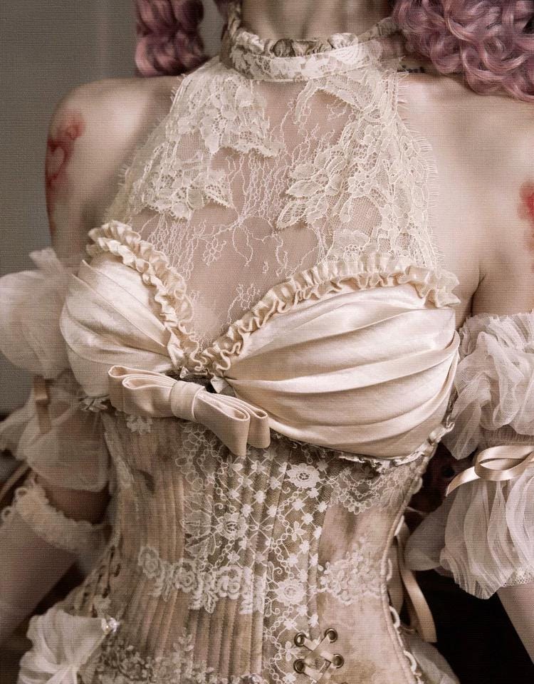 Cupid’s Whisper Rococo Corset & Dress Set | Pastel Gothic Lace Corset, Angelic Fairy Gown, Baroque Valentine Outfit, Renaissance Dress