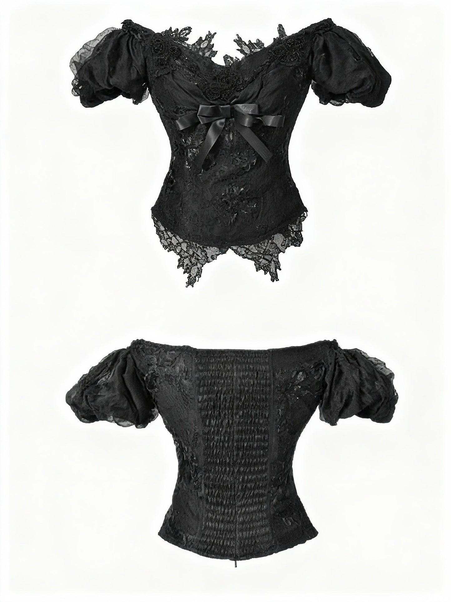 gothic corset dress blouse front view lace gothic top