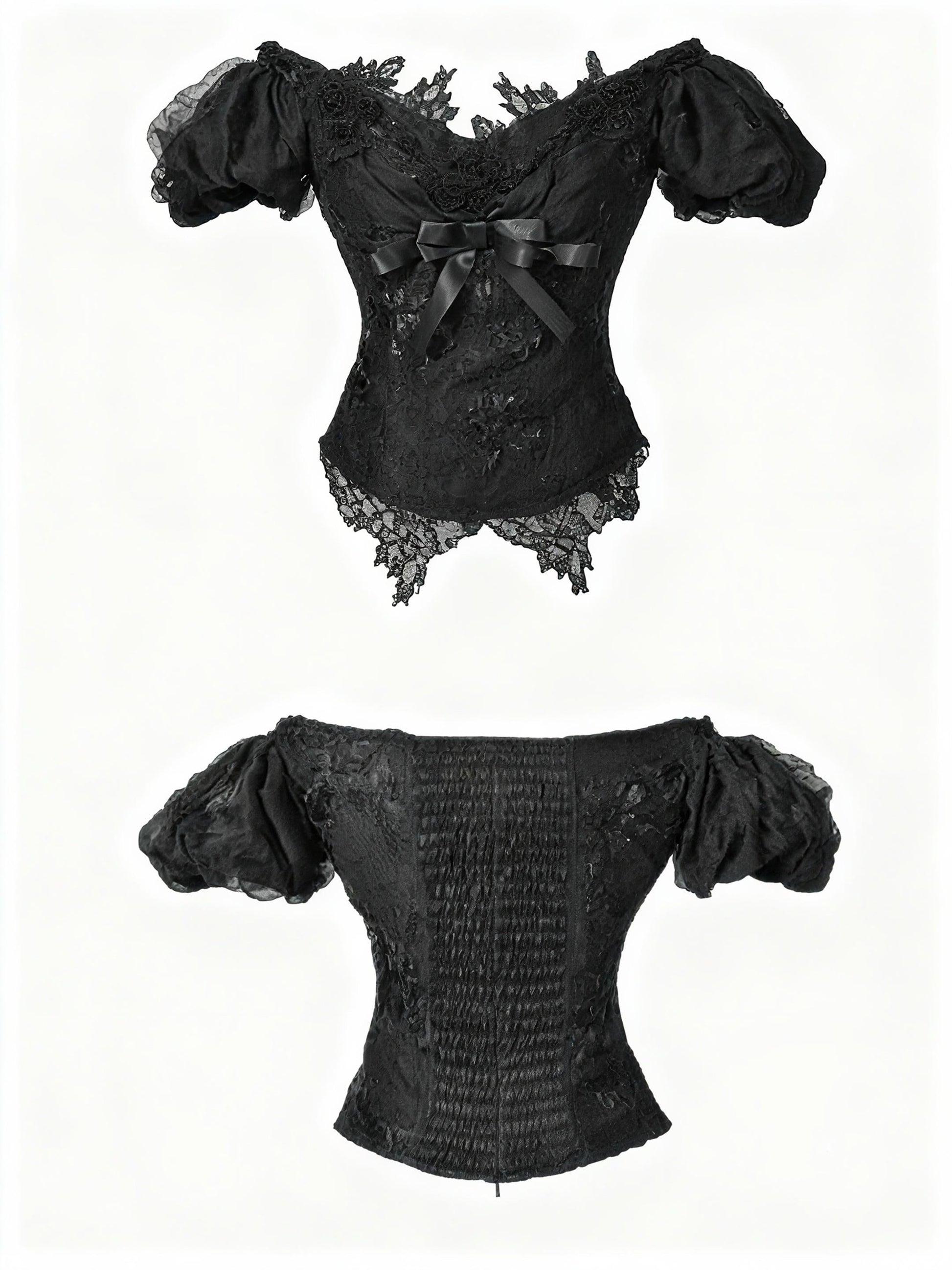 gothic corset dress blouse front view lace gothic top