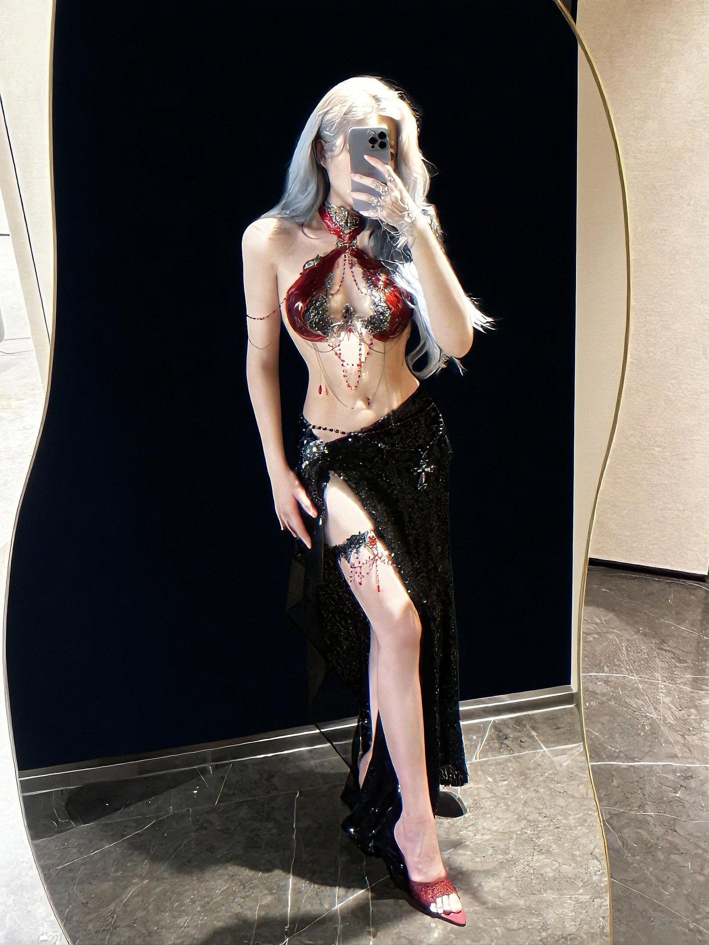 Gothic rave corset top detail resin armor texture