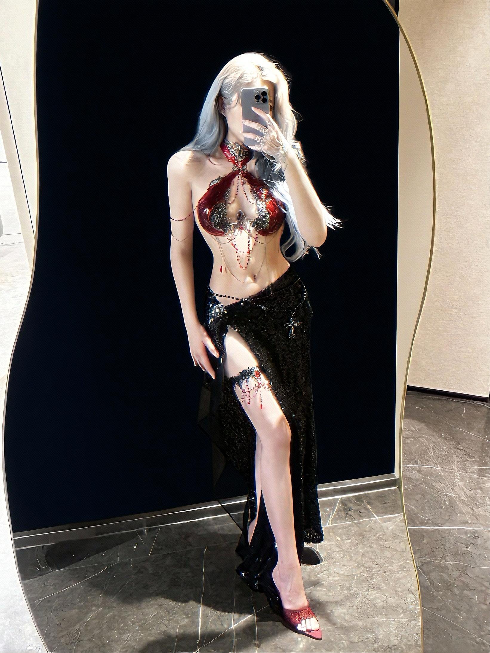 Gothic rave corset top detail resin armor texture