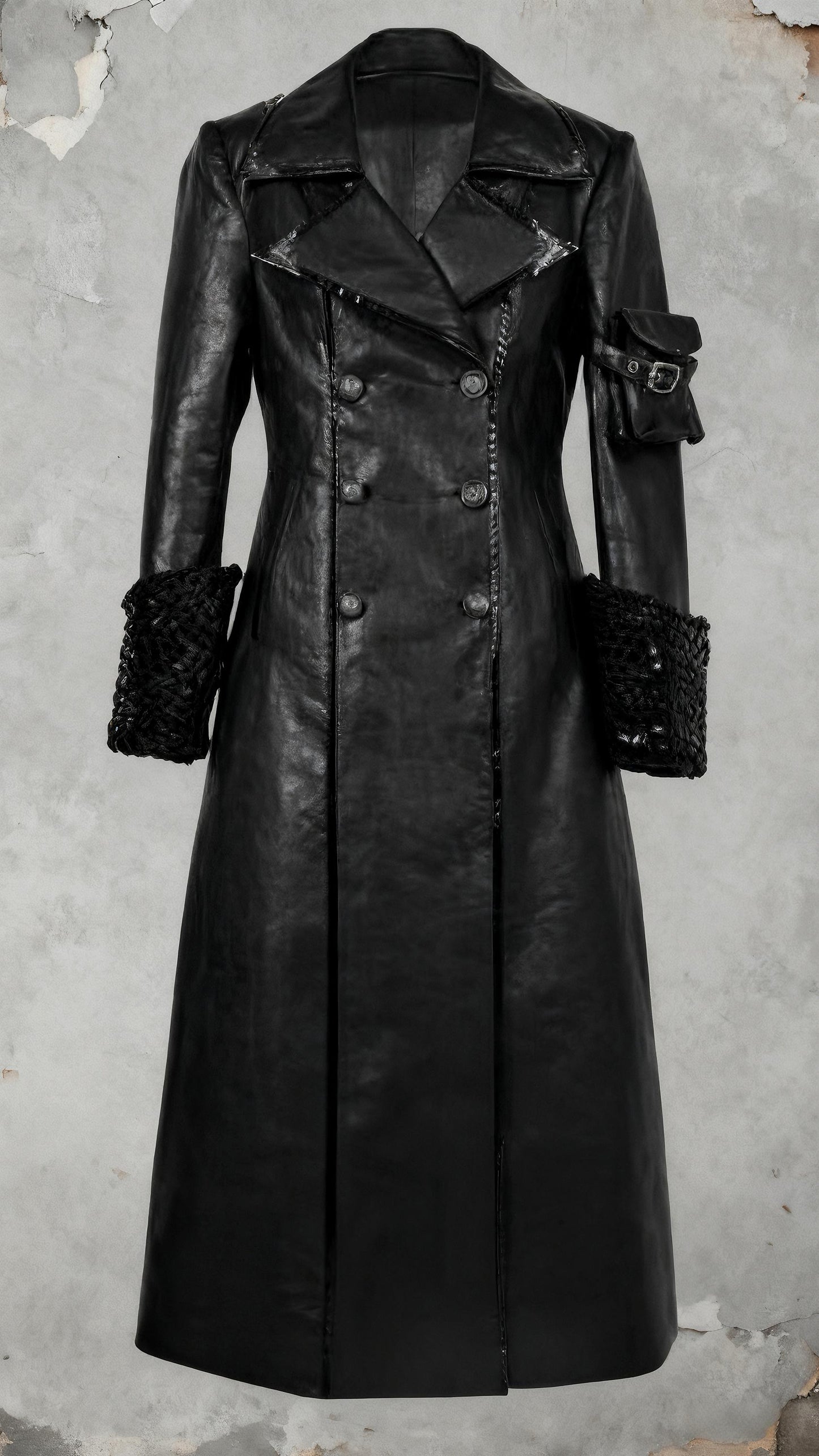 Gothic trench coat full length black coat