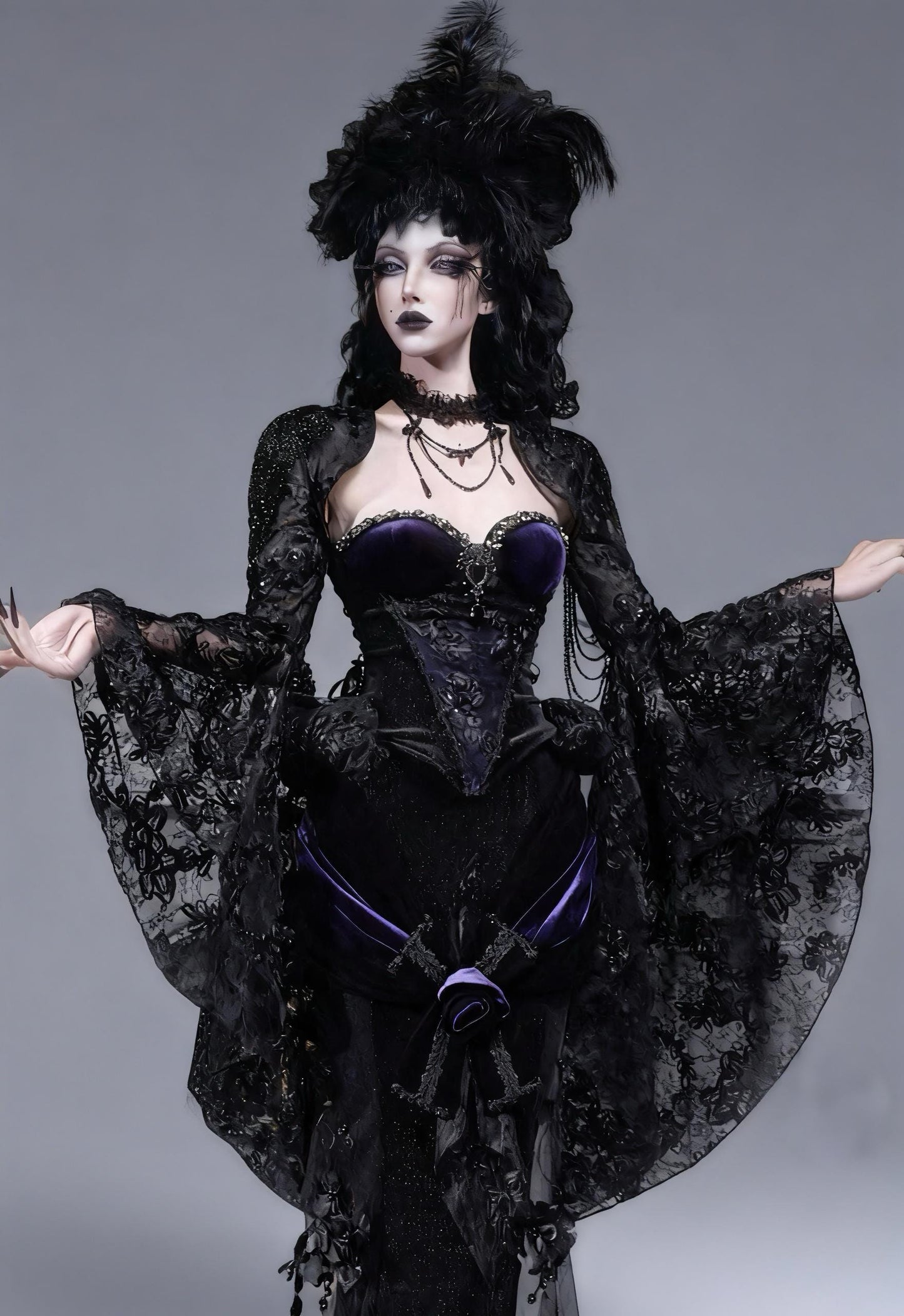 Gothic lace bolero front view lace shrug