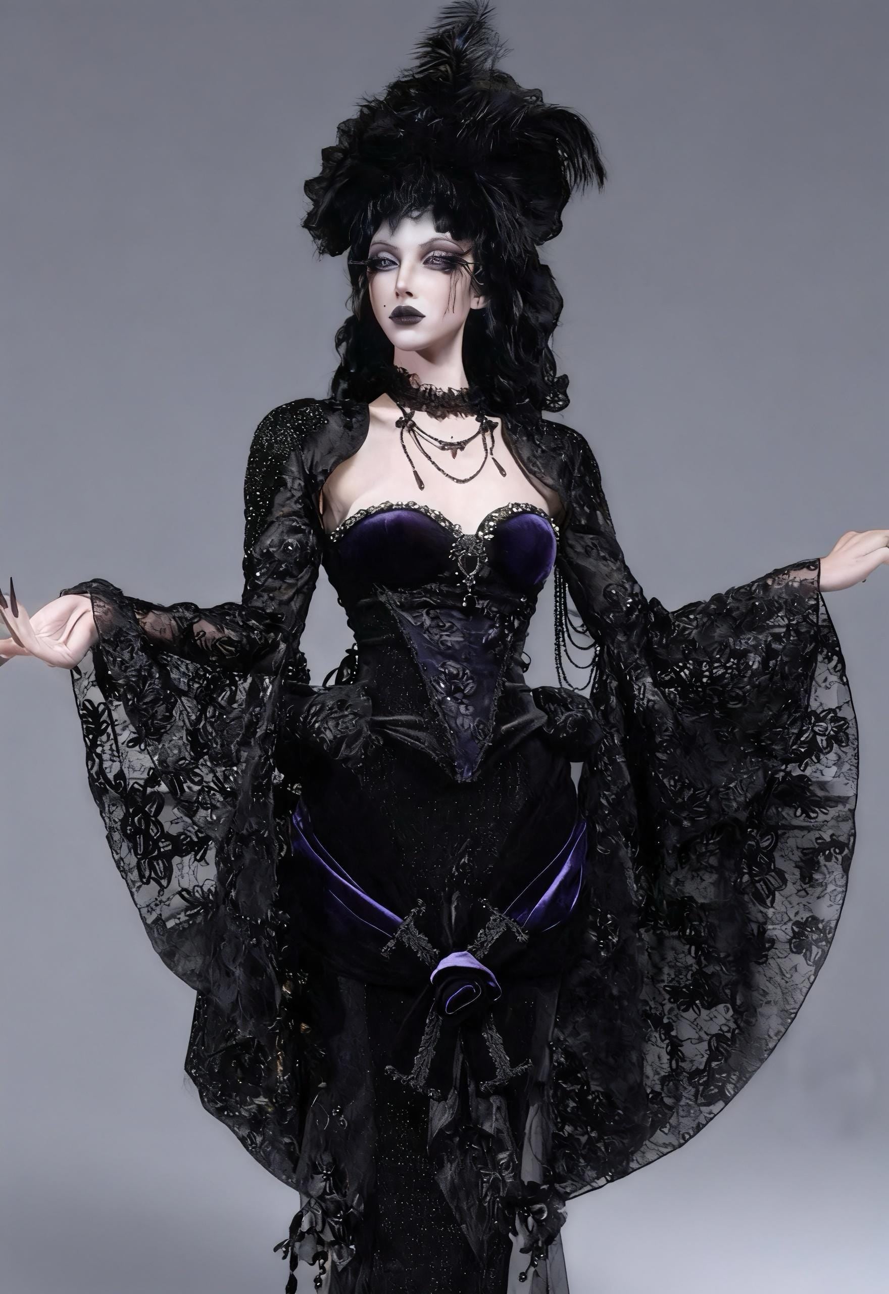 Gothic lace bolero front view lace shrug
