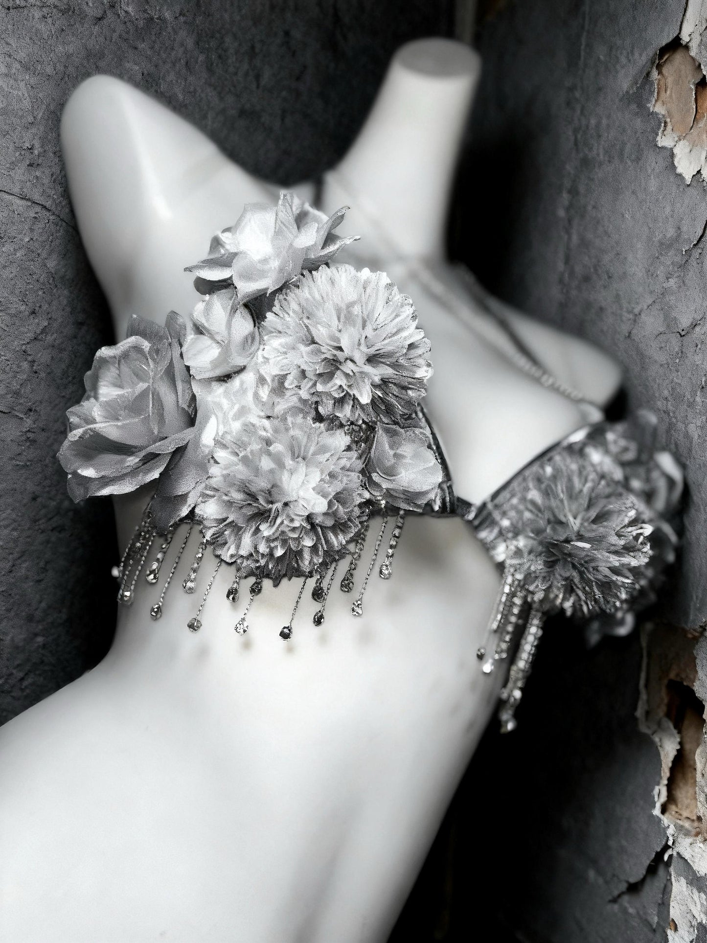 Chrome Angel Silver Rave Bikini Set with Wings, Futuristic Cyber Angel Festival Rave Outfit, 3 Piece Set, Fairy Cosplay Costume,  Ravewear.