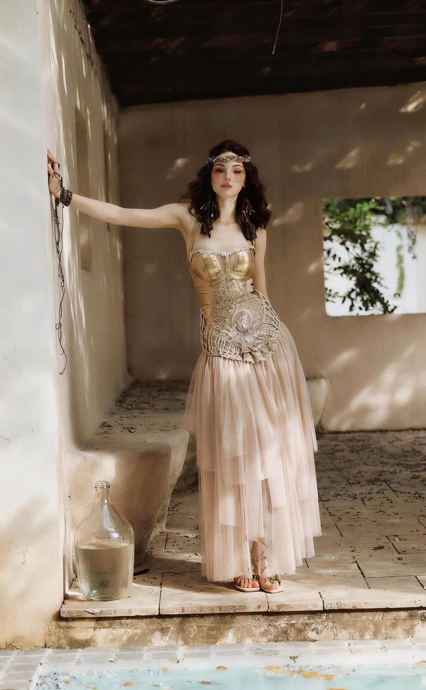 fairycore corset dress model indoor soft aesthetic fairy look