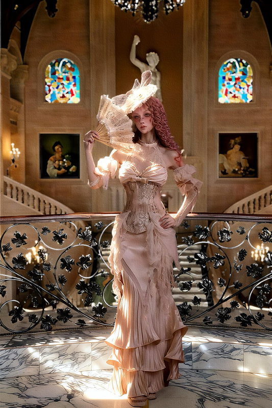 Cupid’s Whisper Rococo Corset & Dress Set | Pastel Gothic Lace Corset, Angelic Fairy Gown, Baroque Valentine Outfit, Renaissance Dress