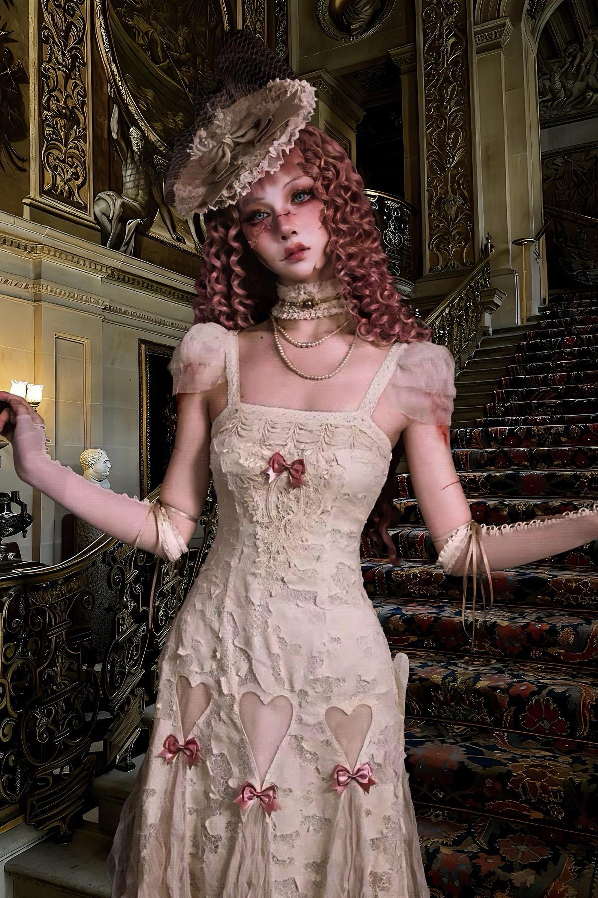 Balletcore lace dress back view romantic lace dress