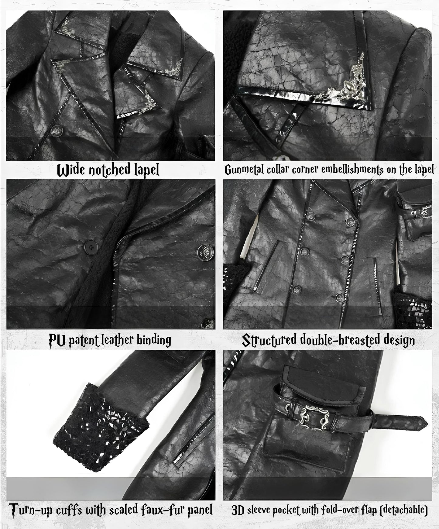 Gothic trench coat dark witch aesthetic coat
