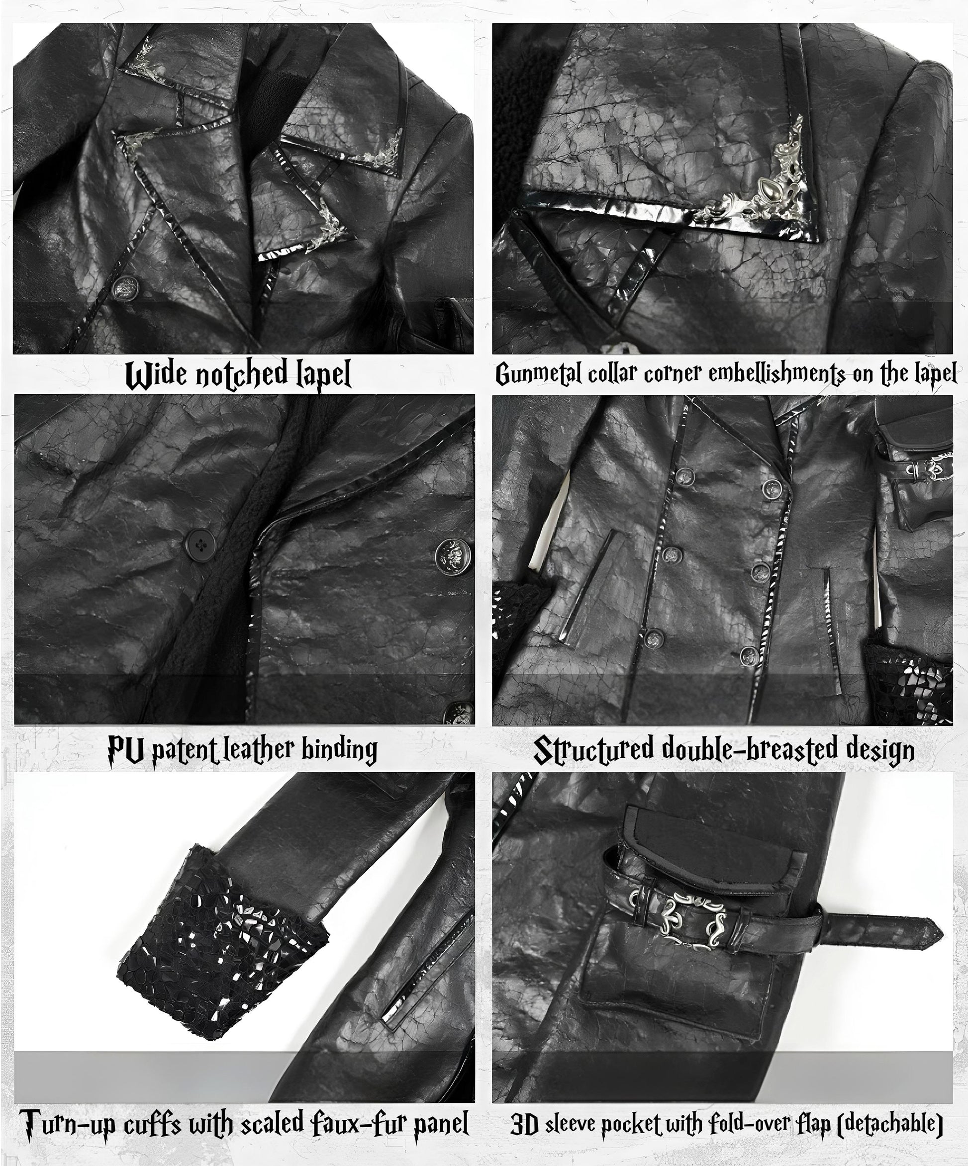 Gothic trench coat dark witch aesthetic coat