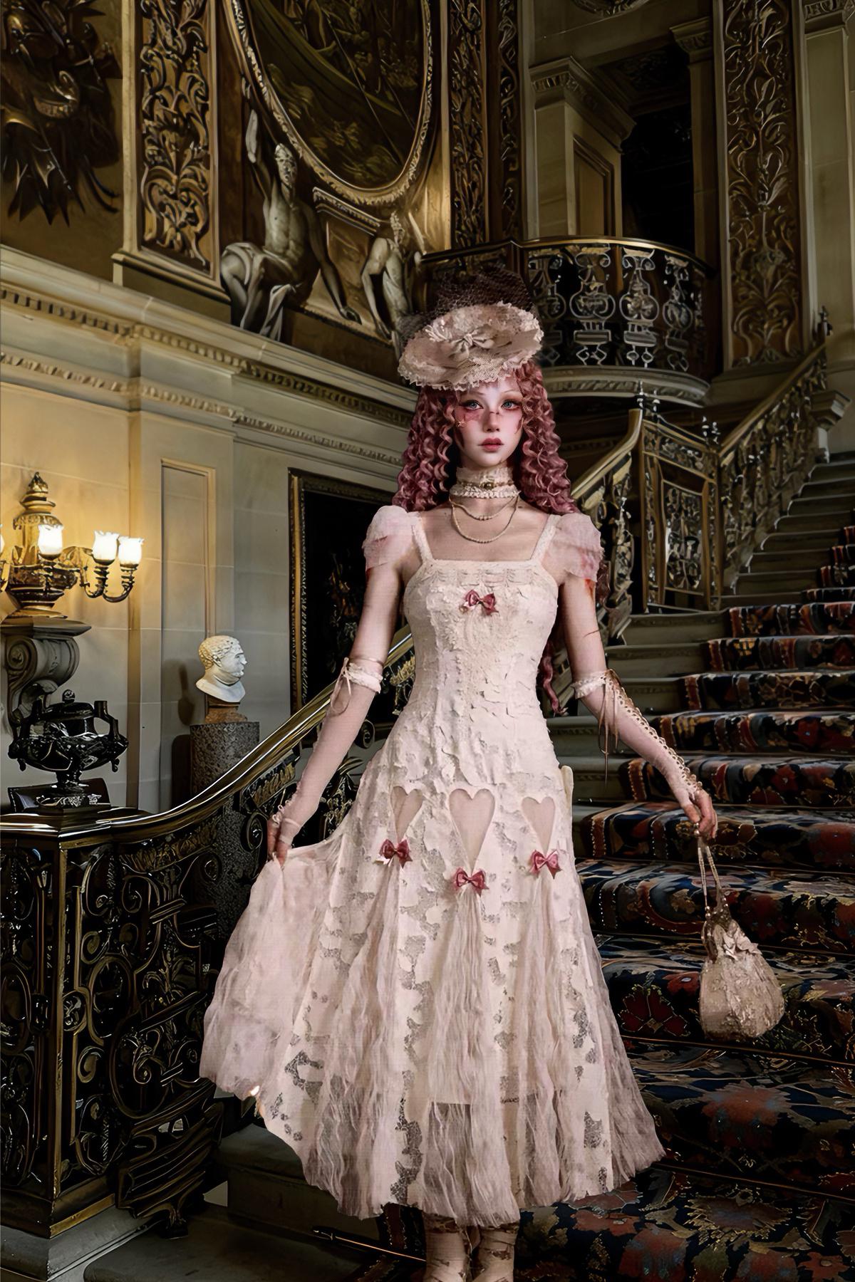 Balletcore lace dress full length romantic vintage gown